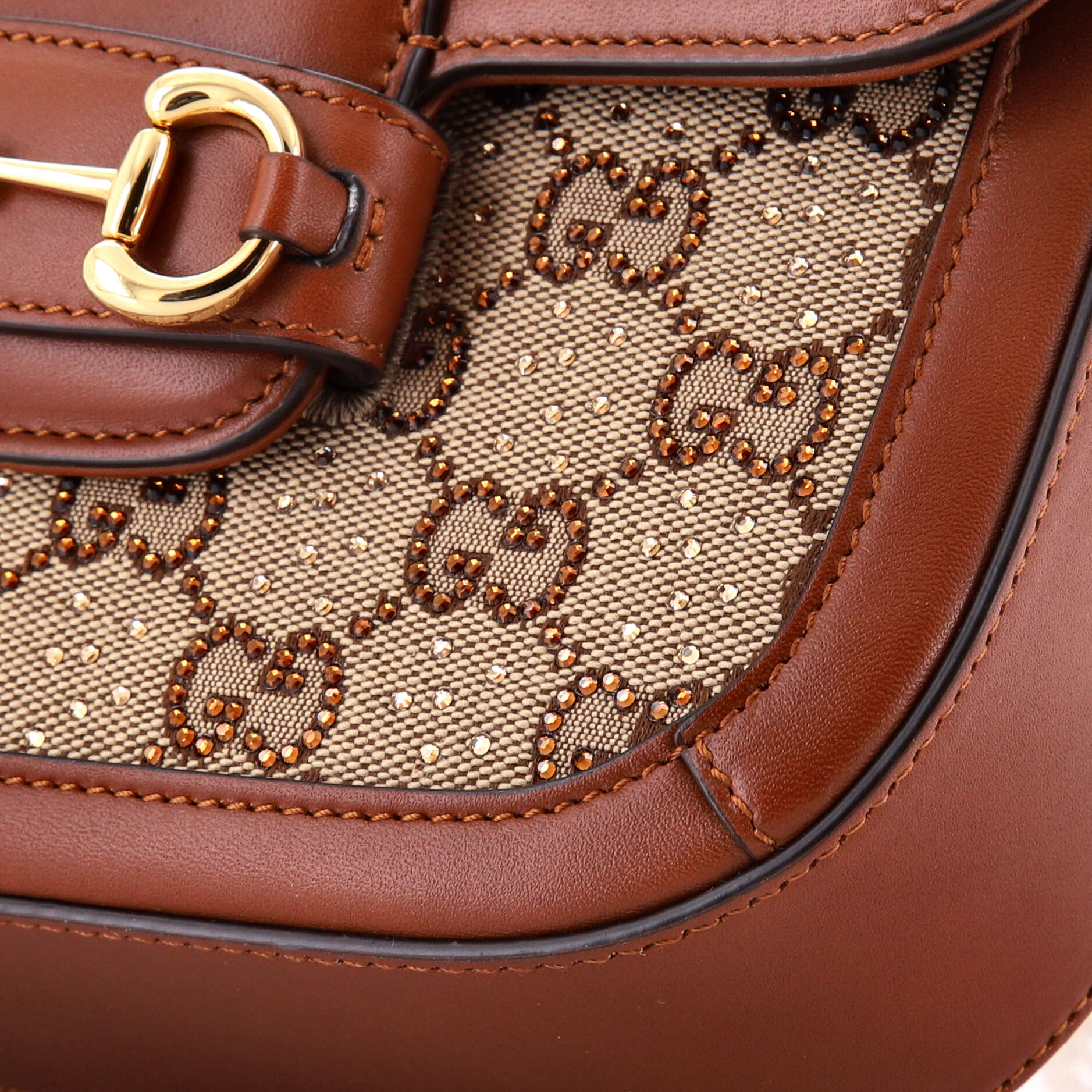 Horsebit 1955 Shoulder Bag Crystal Embellished GG Canvas Mini - Image 6