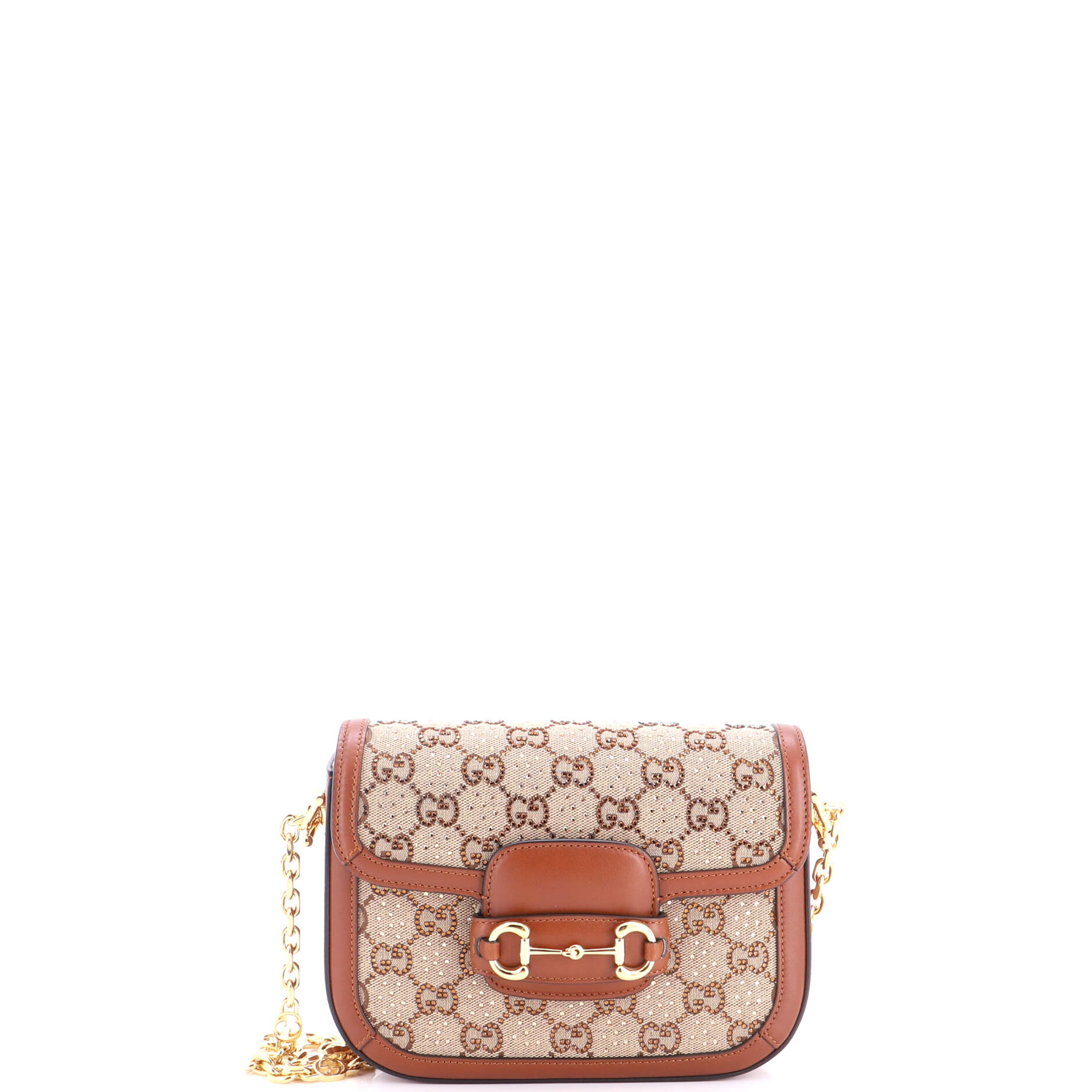Horsebit 1955 Shoulder Bag Crystal Embellished GG Canvas Mini