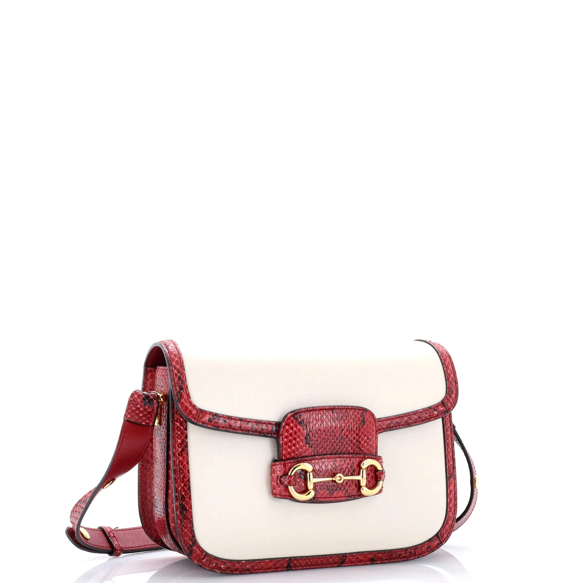 Horsebit 1955 Shoulder Bag Leather with Python Small - Image 2