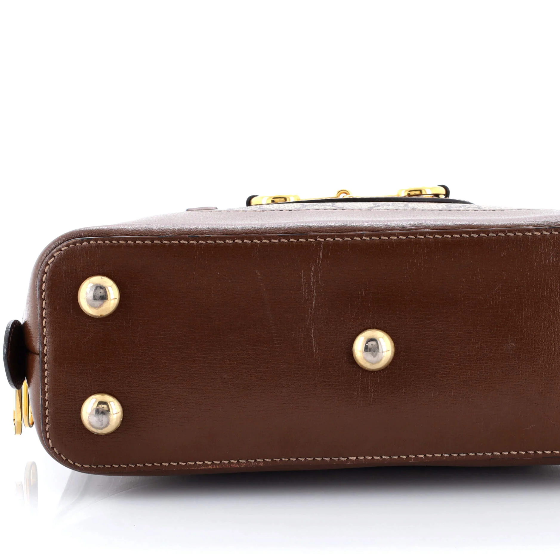 Horsebit 1955 Top Handle Bag GG Coated Canvas with Leather Small - Image 6
