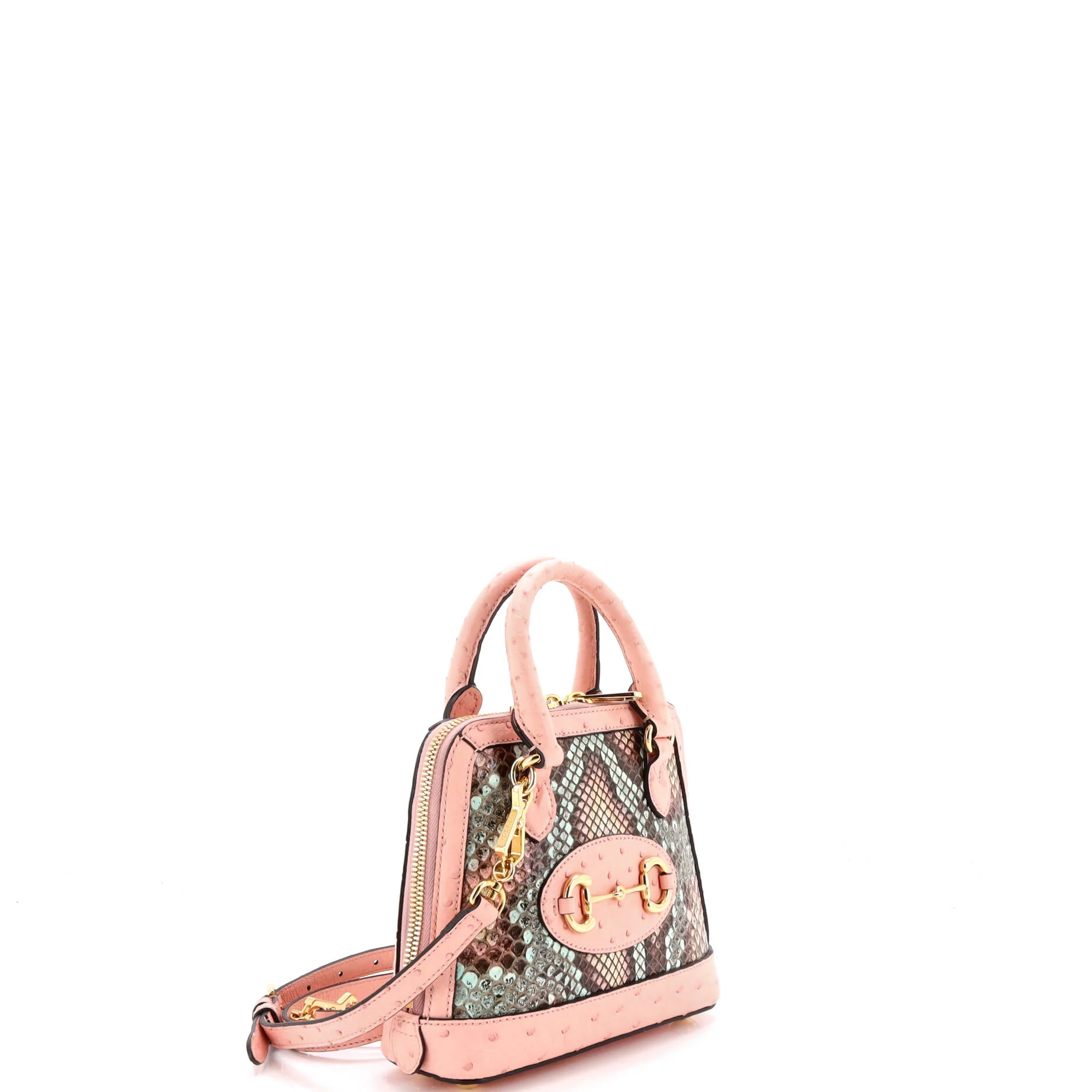 Horsebit 1955 Top Handle Bag Python and Ostrich Mini - Image 2