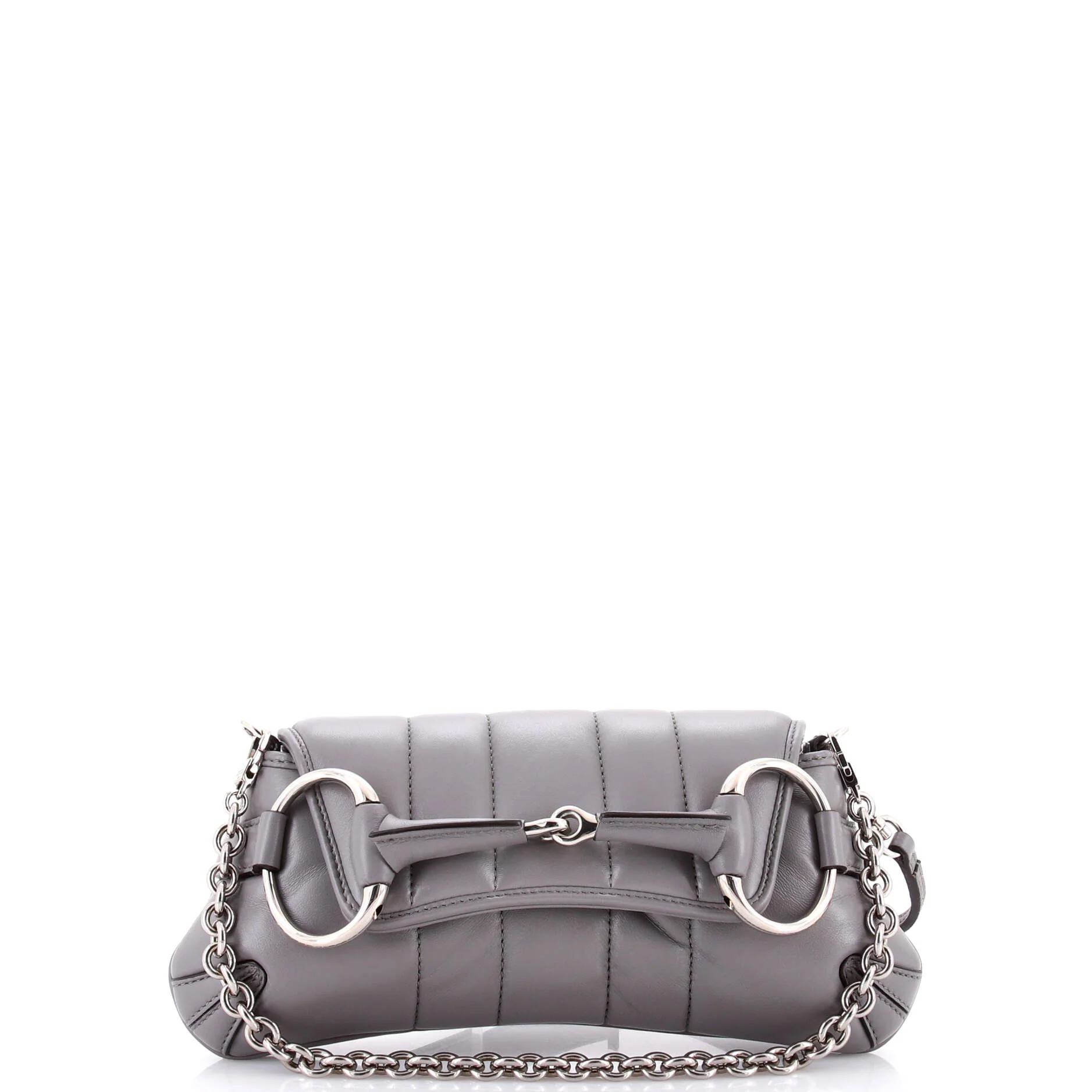 Horsebit Chain Shoulder Bag Vertical Quilted Leather Small