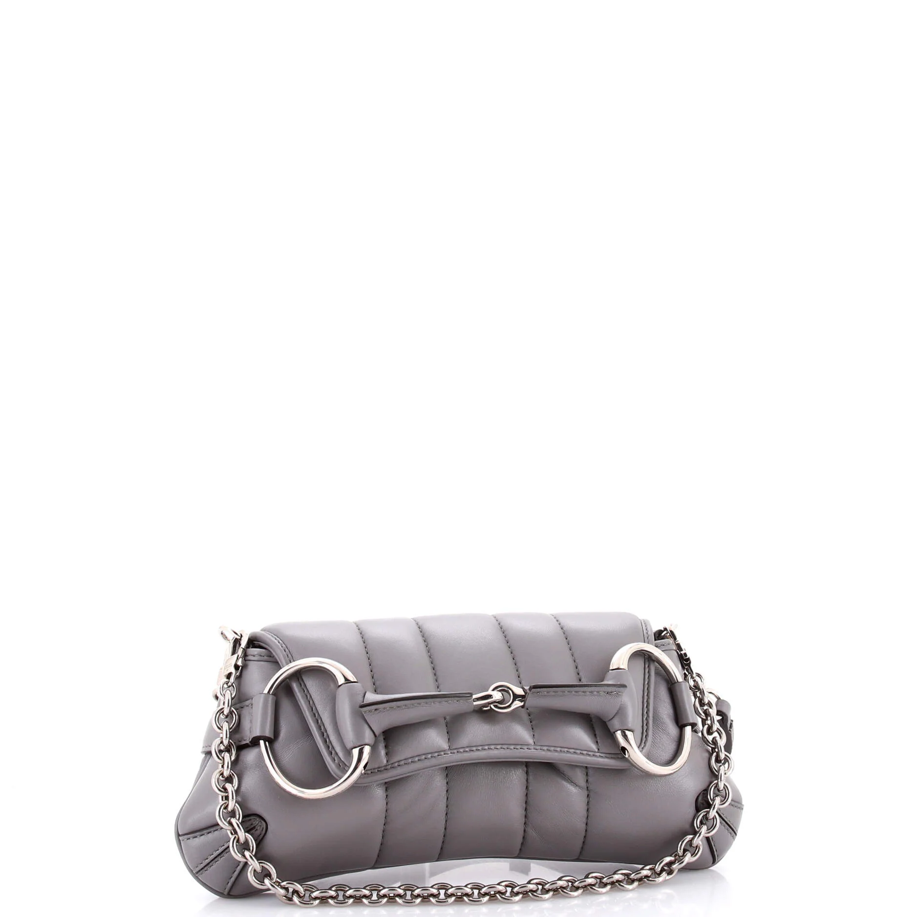 Horsebit Chain Shoulder Bag Vertical Quilted Leather Small - Image 2