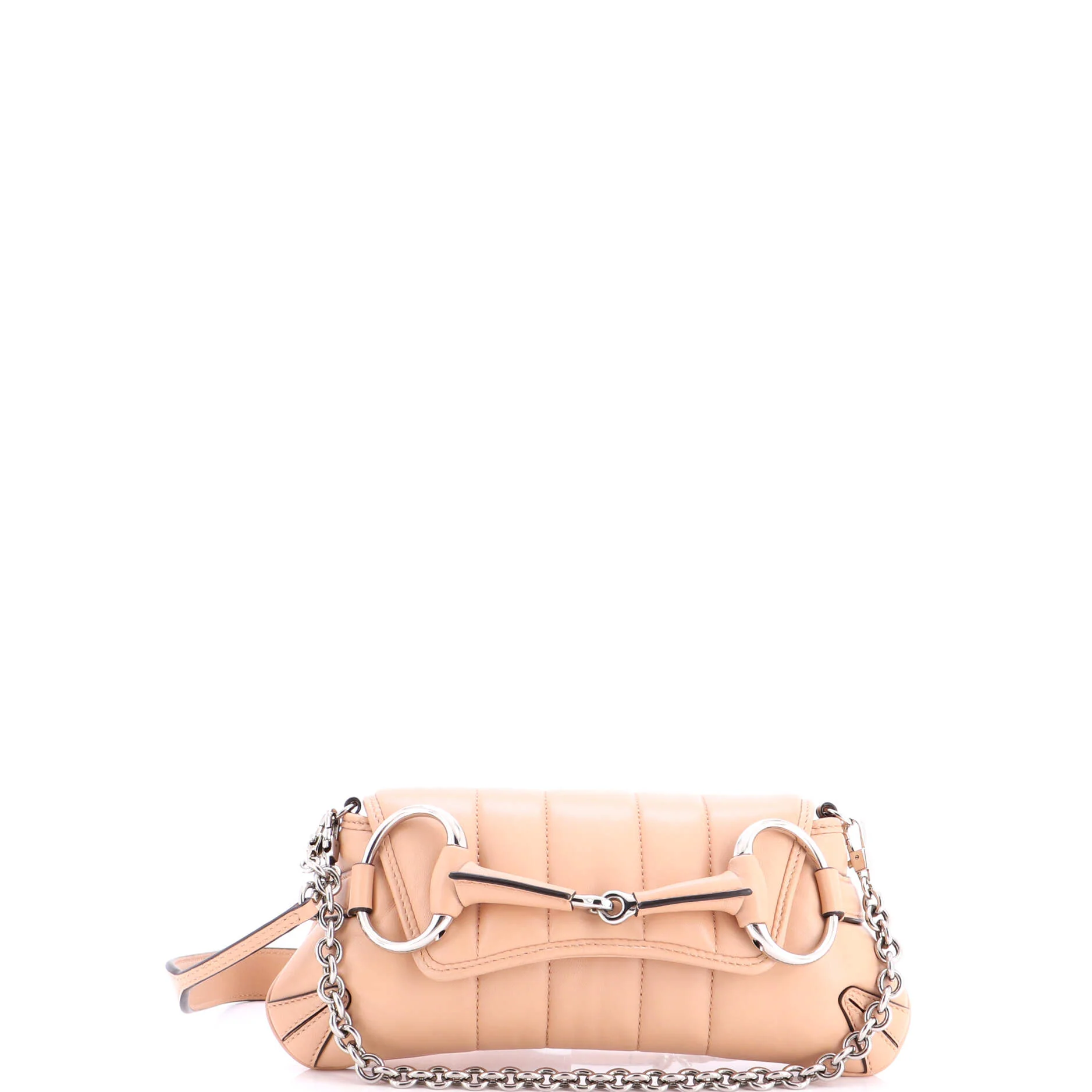 Horsebit Chain Shoulder Bag Vertical Quilted Leather Small