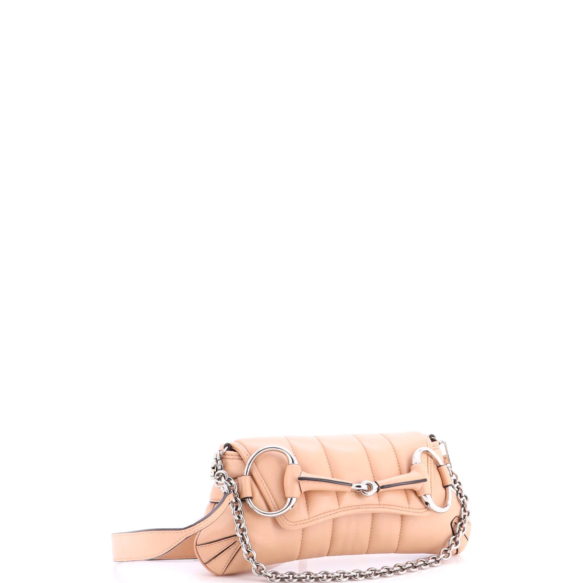 Horsebit Chain Shoulder Bag Vertical Quilted Leather Small - Image 2