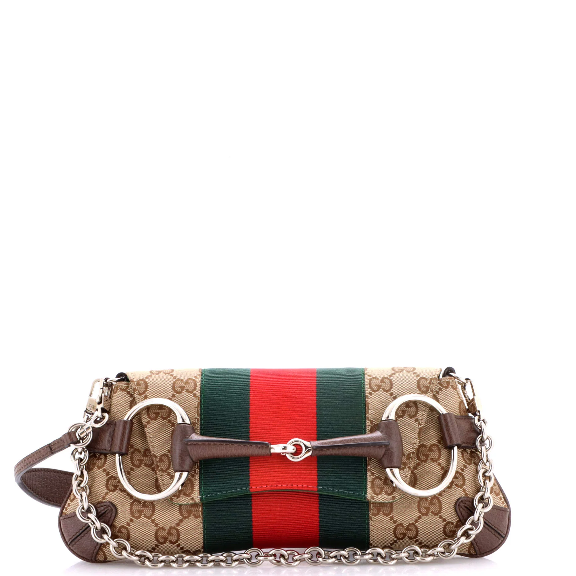 Horsebit NM Web Chain Clutch GG Canvas Small