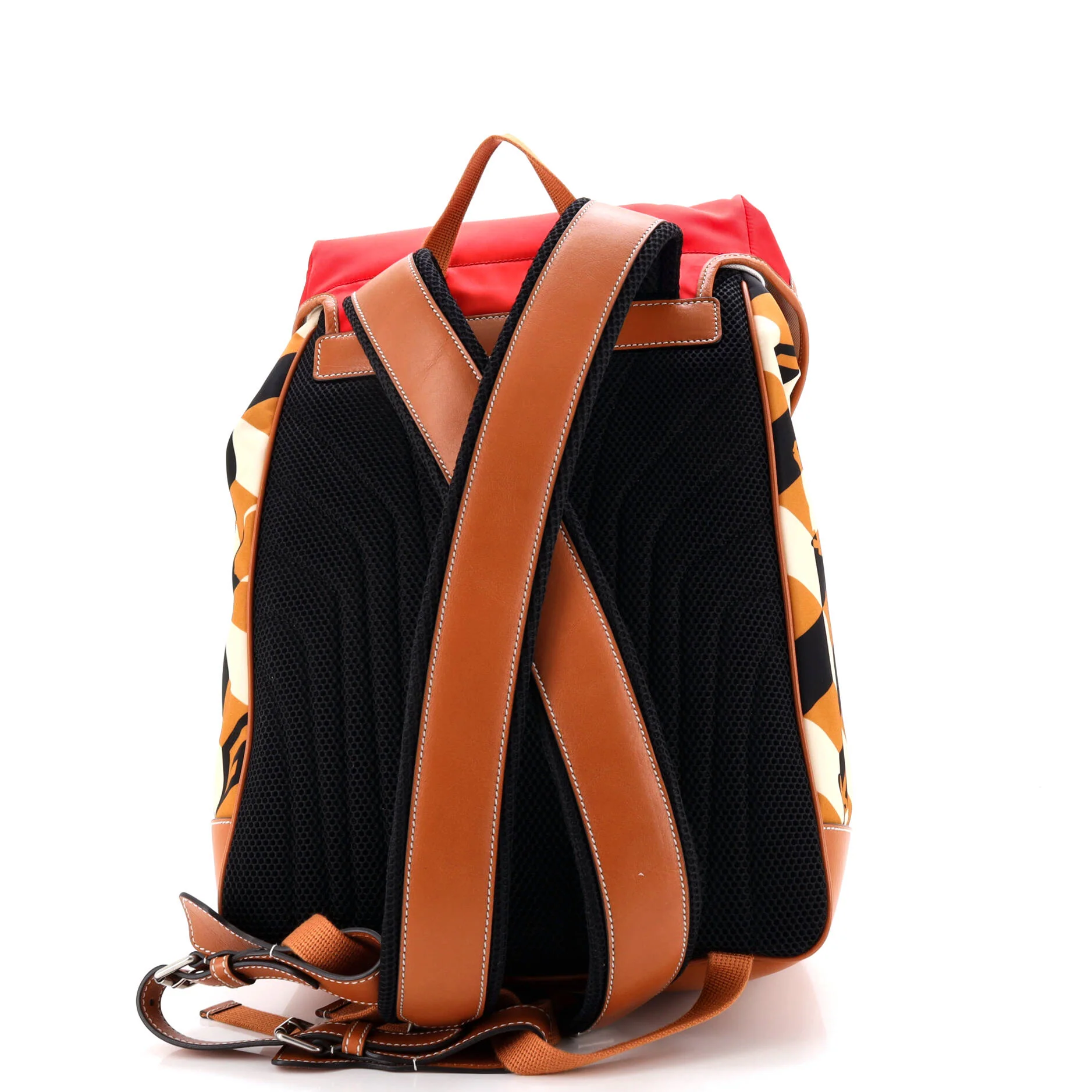Interlocking G Patch Flap Buckle Backpack Printed Nylon with Canvas and Leather - Image 3