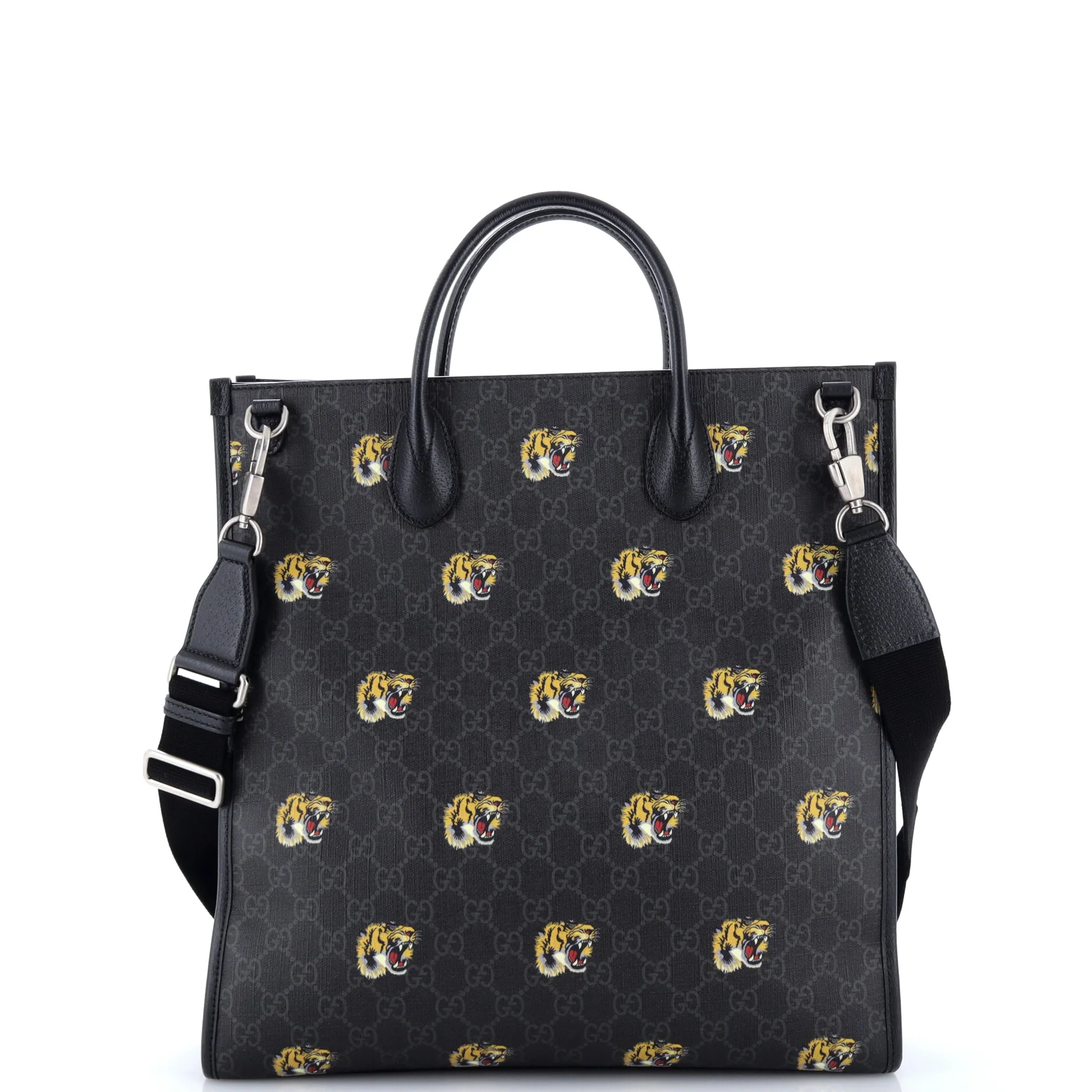 Interlocking G Patch Web Strap Convertible Tote Printed GG Coated Canvas Tall - Image 3