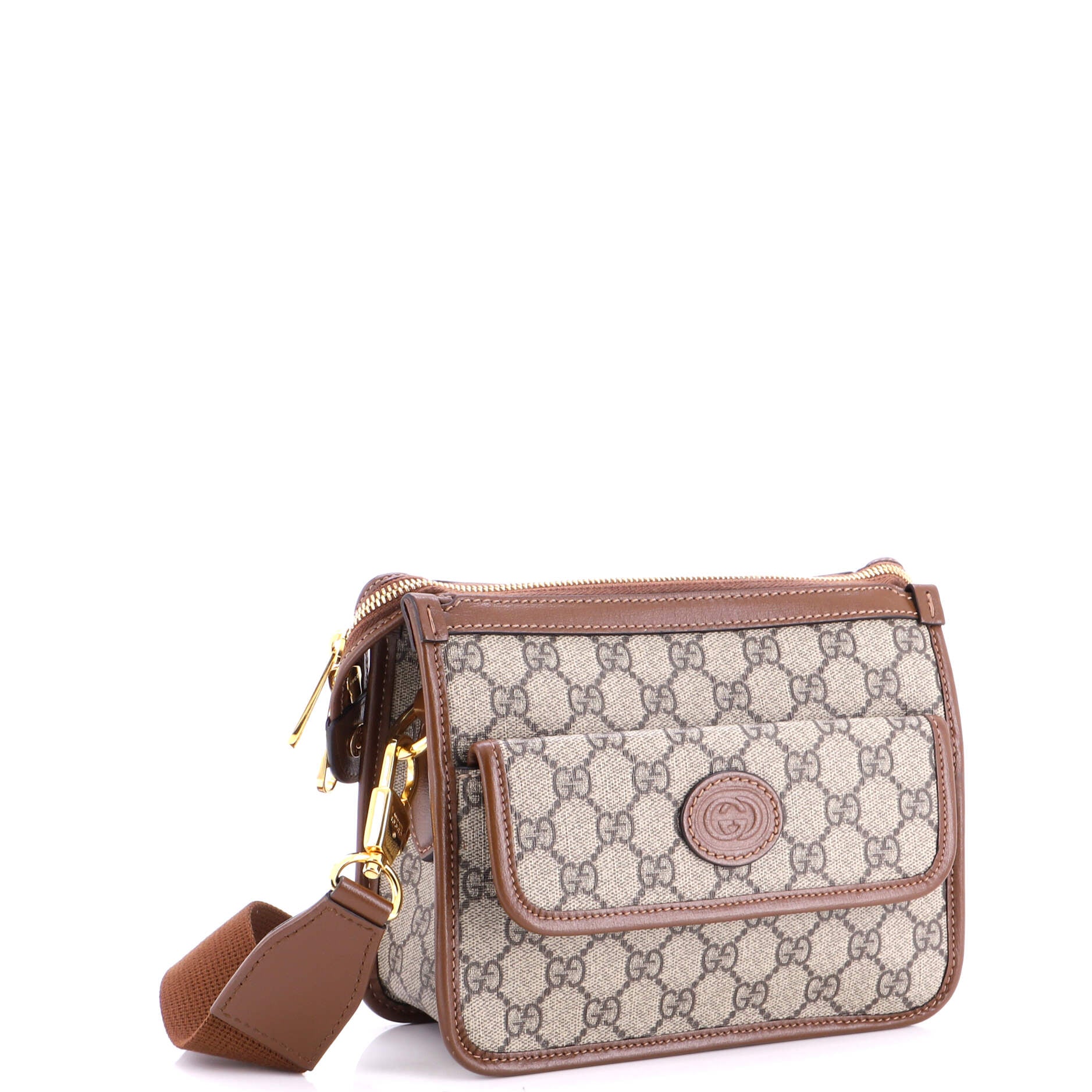 Interlocking G Patch Wristlet Flap Messenger Bag GG Coated Canvas Small - Image 2