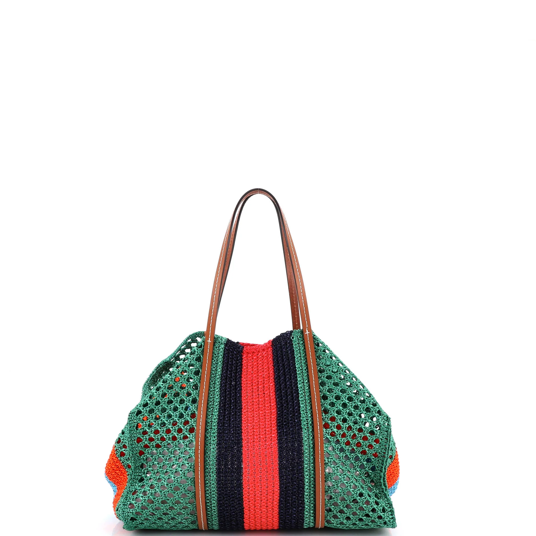 Interlocking G Web Tote Raffia Medium - Image 3