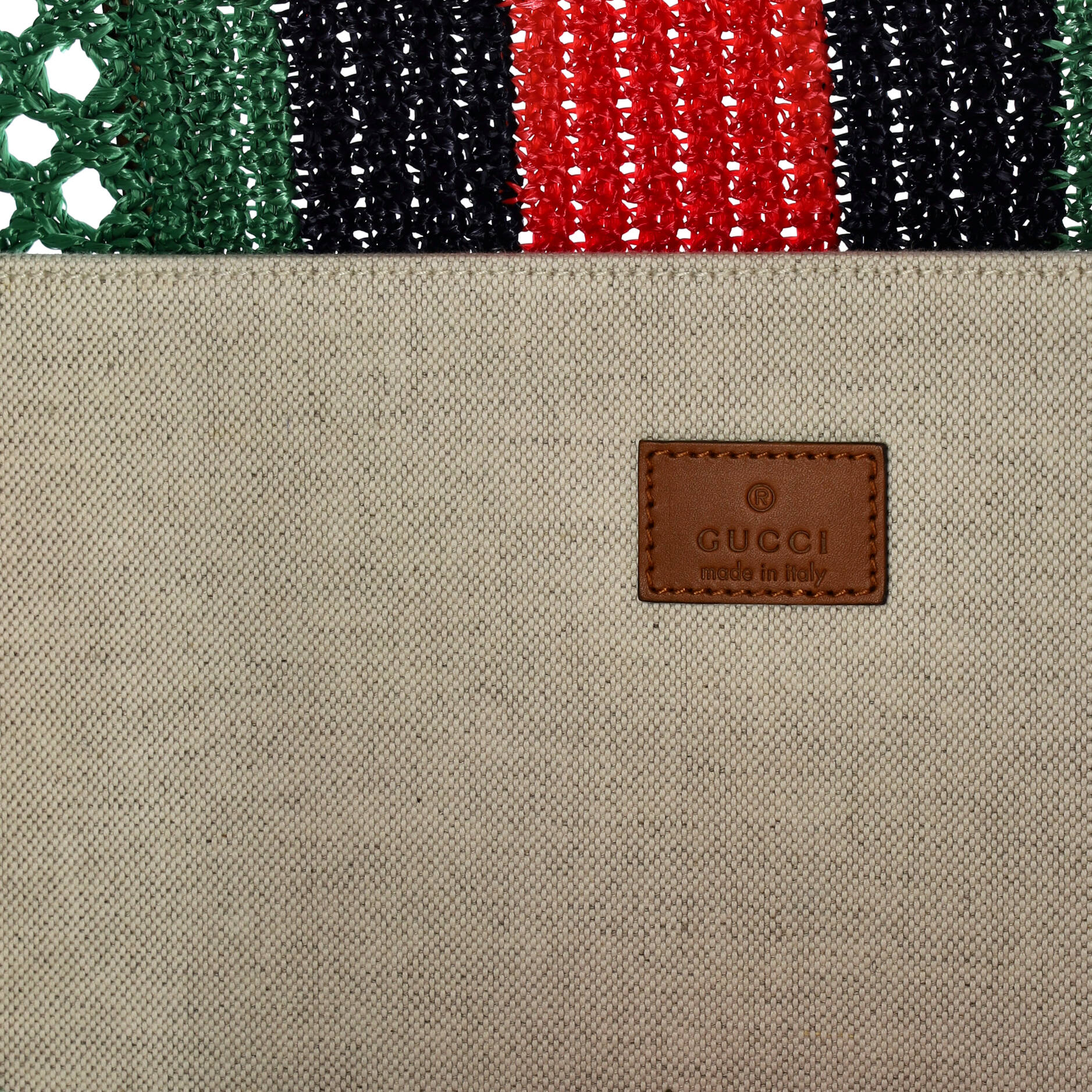 Interlocking G Web Tote Raffia Medium - Image 5