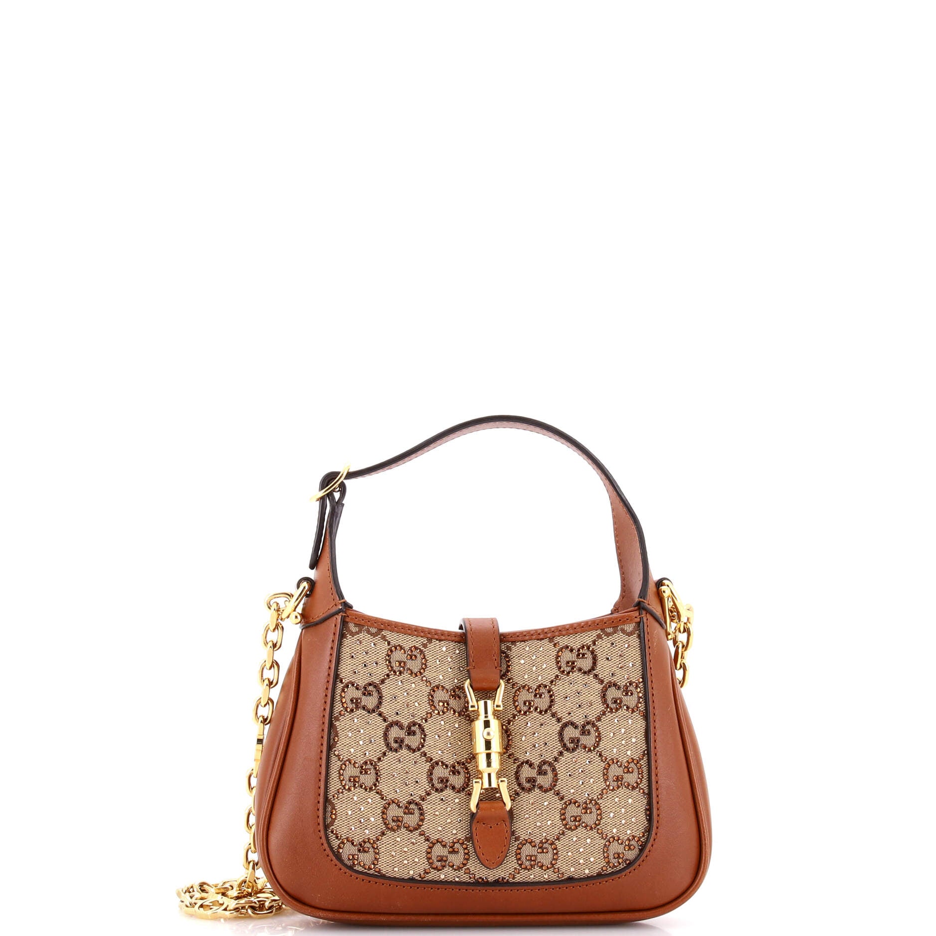 Jackie 1961 Chain Hobo Crystal Embellished GG Canvas Mini
