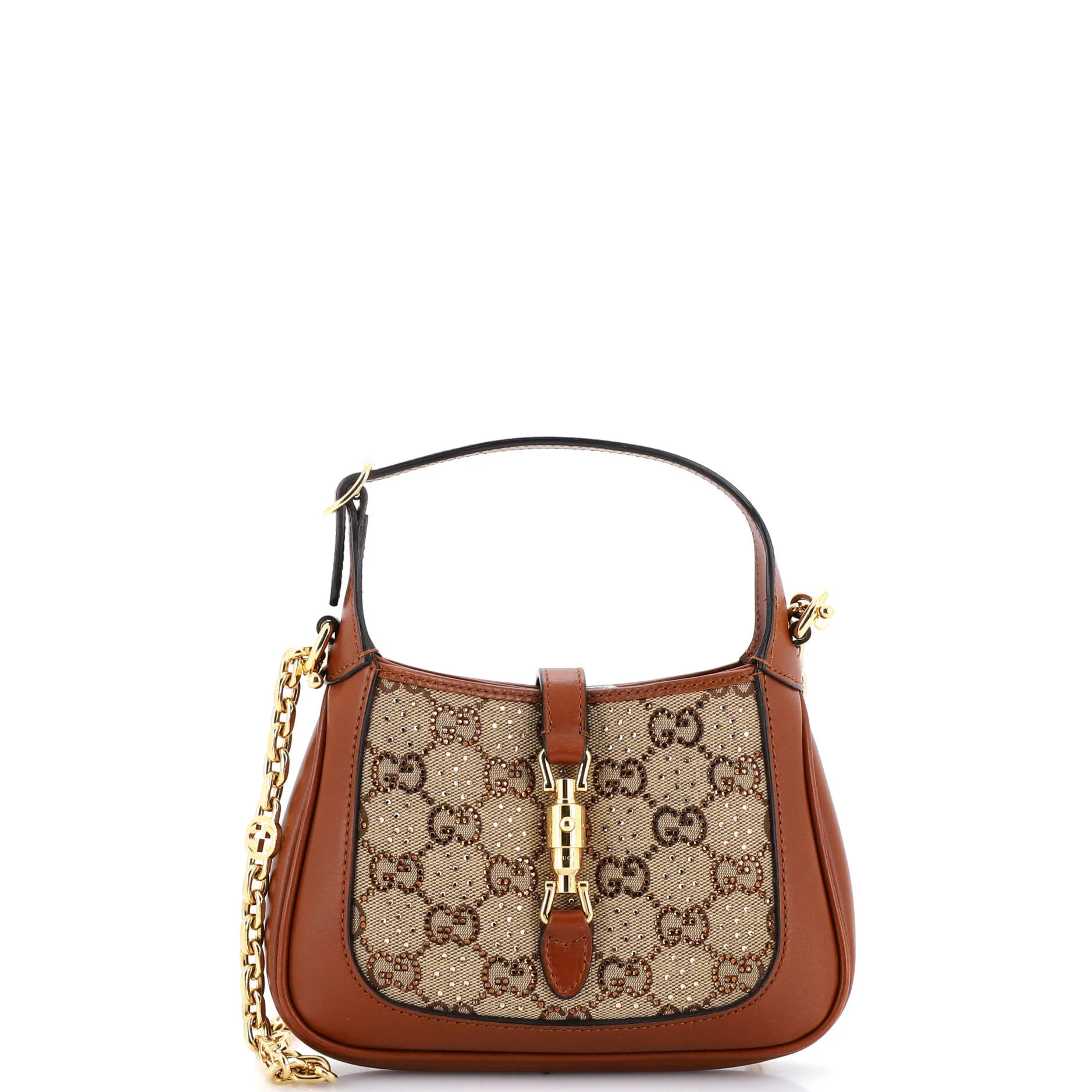 Jackie 1961 Chain Hobo Crystal Embellished GG Canvas Mini