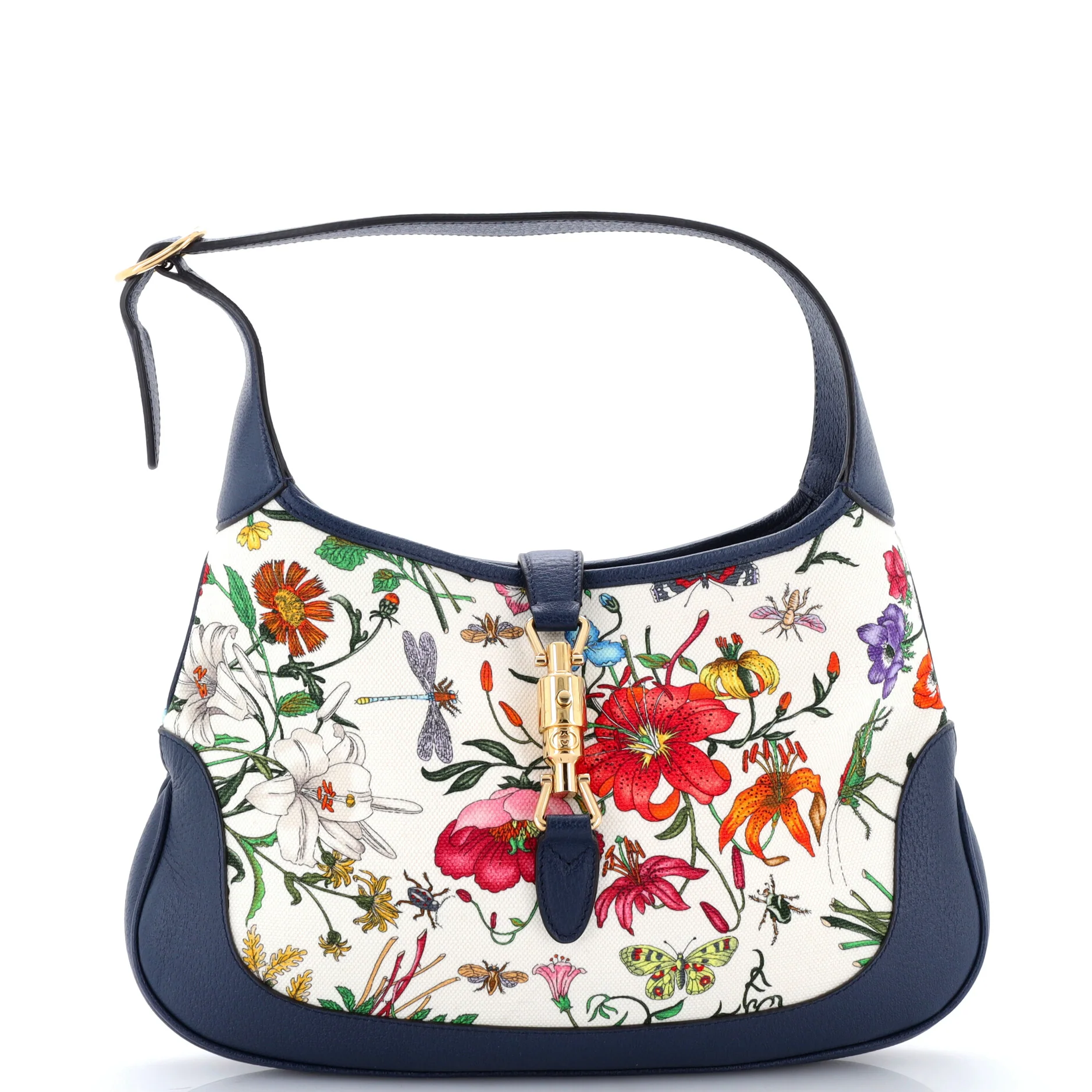 Jackie Hobo Flora Canvas with Leather Medium