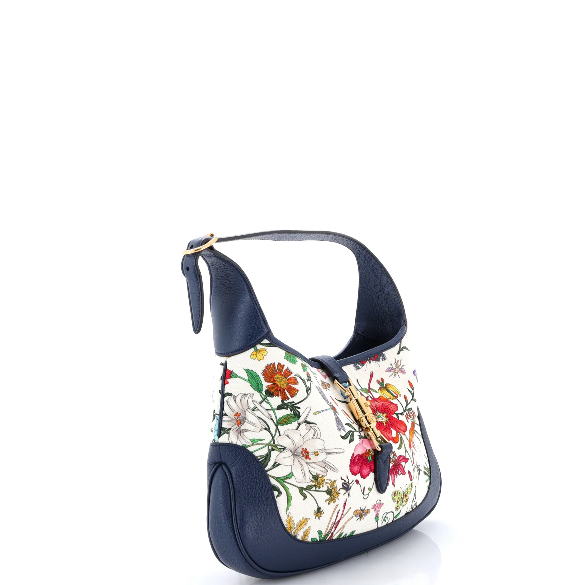 Jackie Hobo Flora Canvas with Leather Medium - Image 2