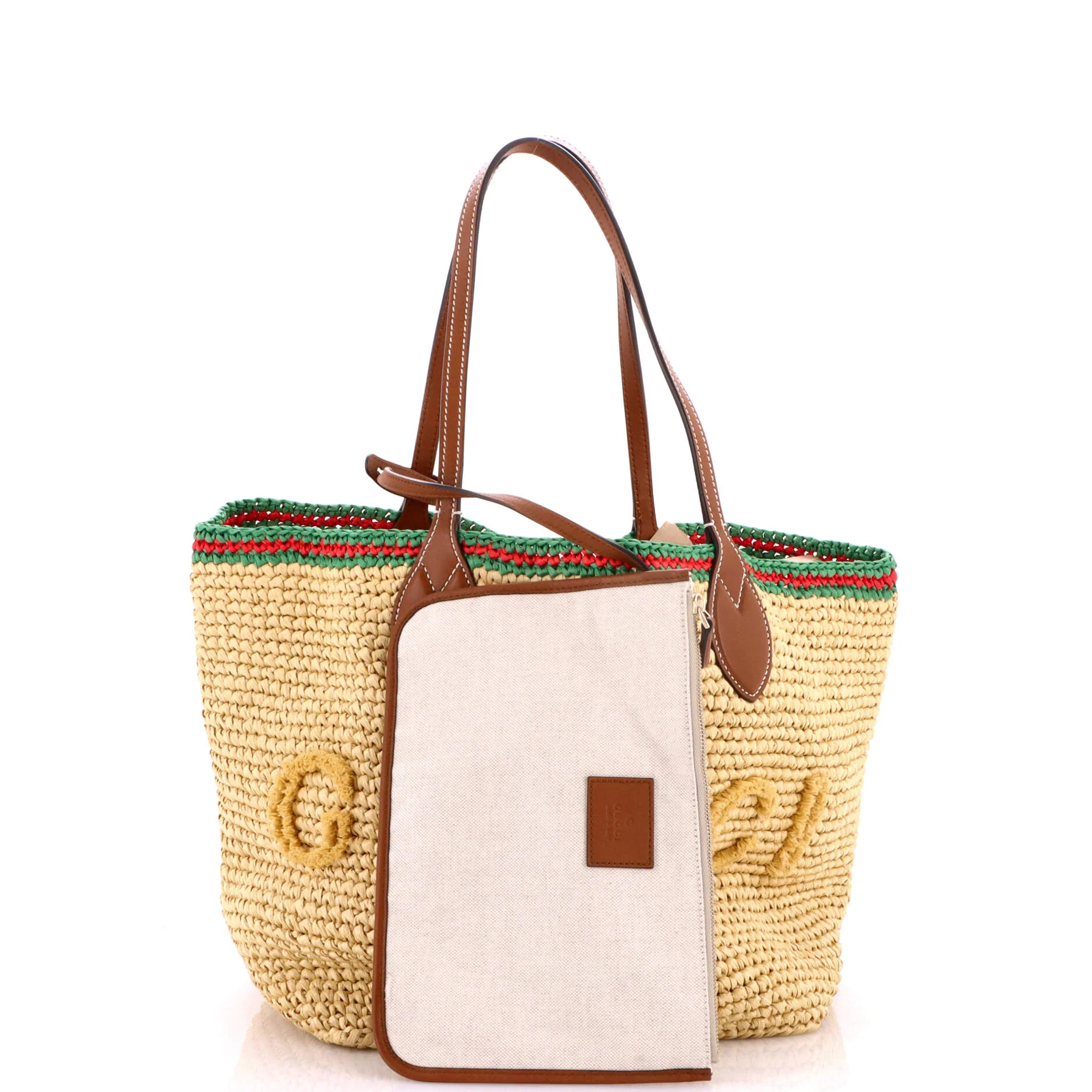 Logo Open Tote Woven Raffia Medium - Image 2