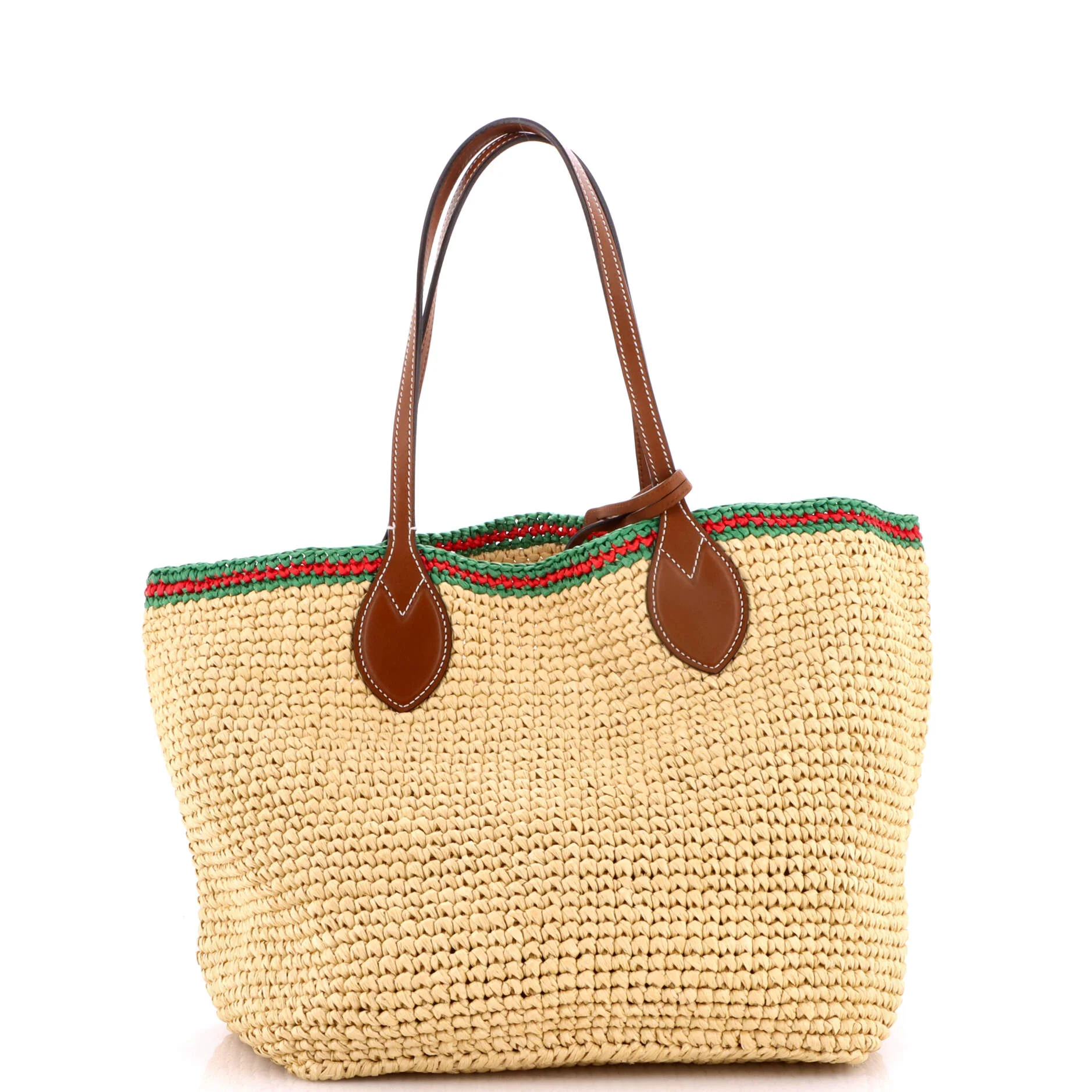 Logo Open Tote Woven Raffia Medium - Image 4