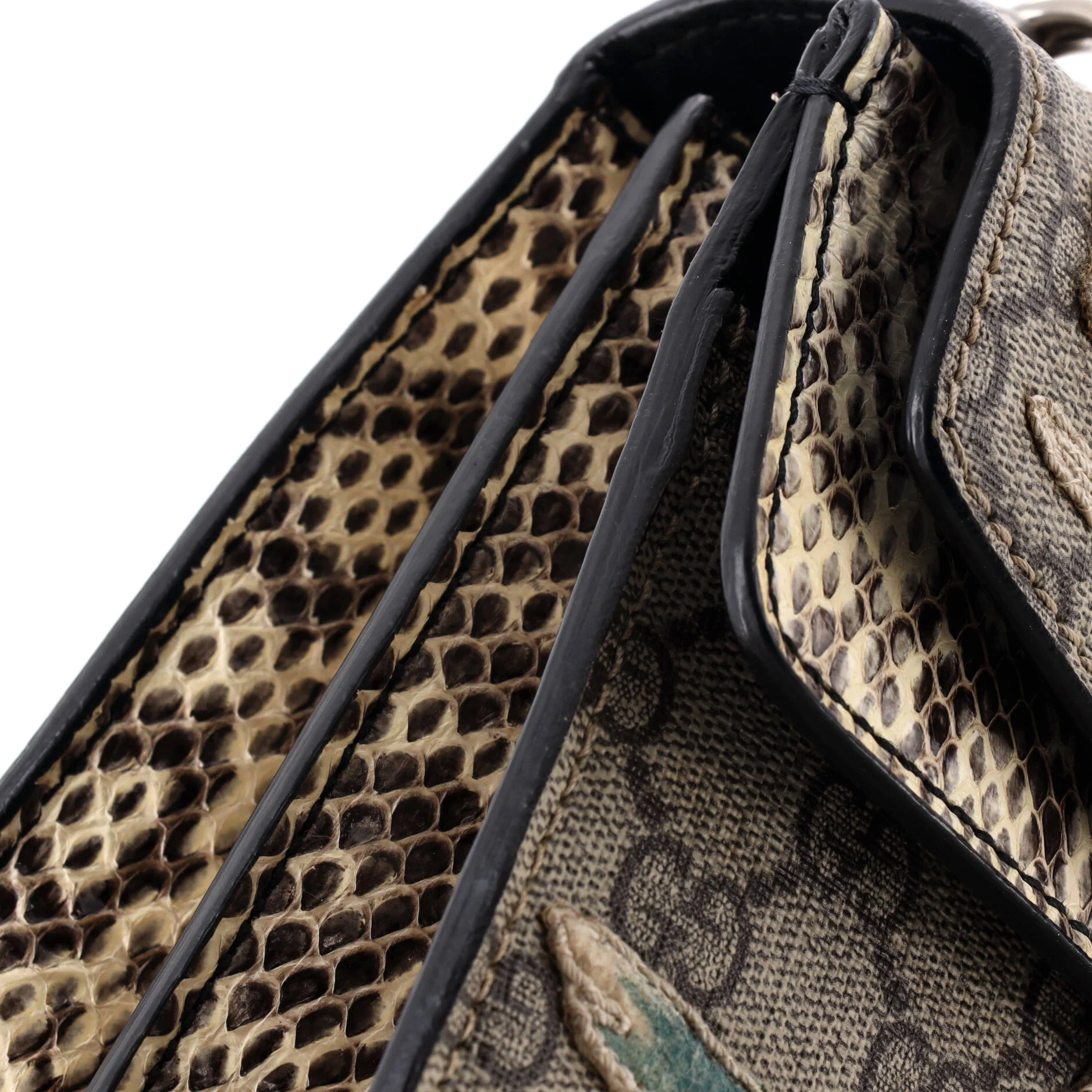 MLB Dionysus Bag Embroidered GG Coated Canvas with Python Small - Image 6