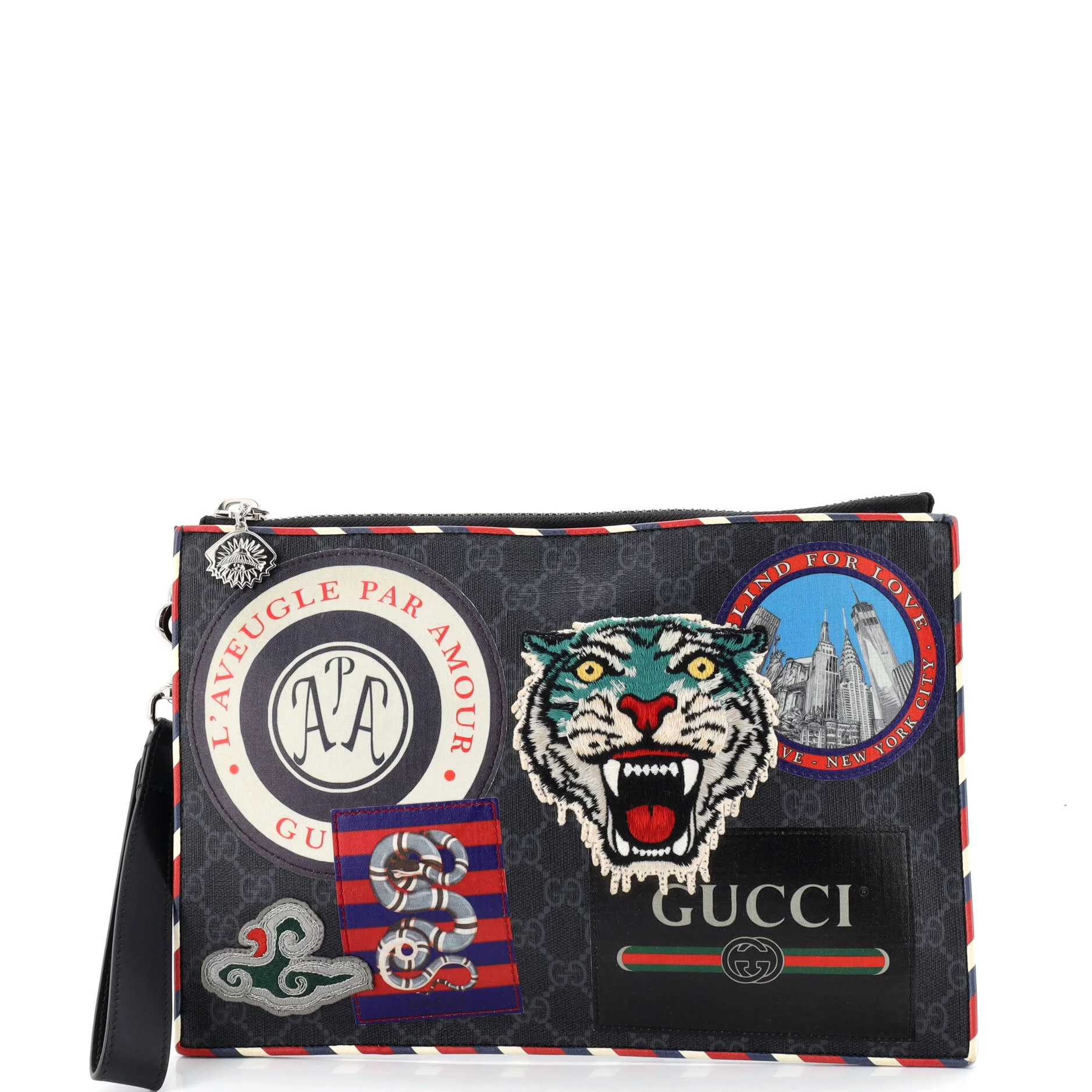 Night Courrier Pouch GG Coated Canvas with Applique
