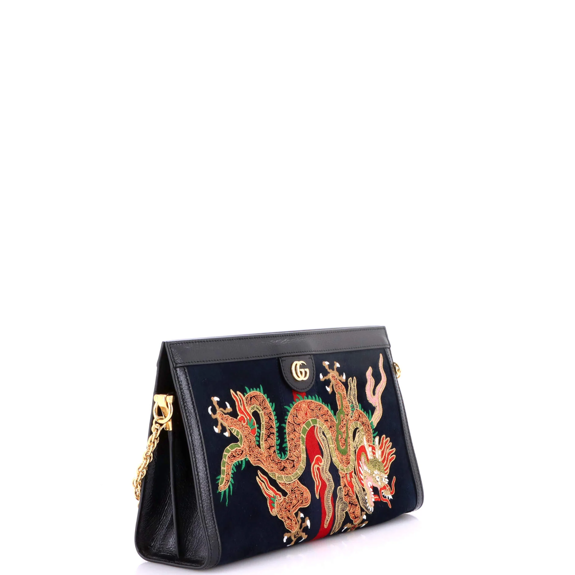 Ophidia Chain Shoulder Bag Embroidered Suede Medium - Image 2