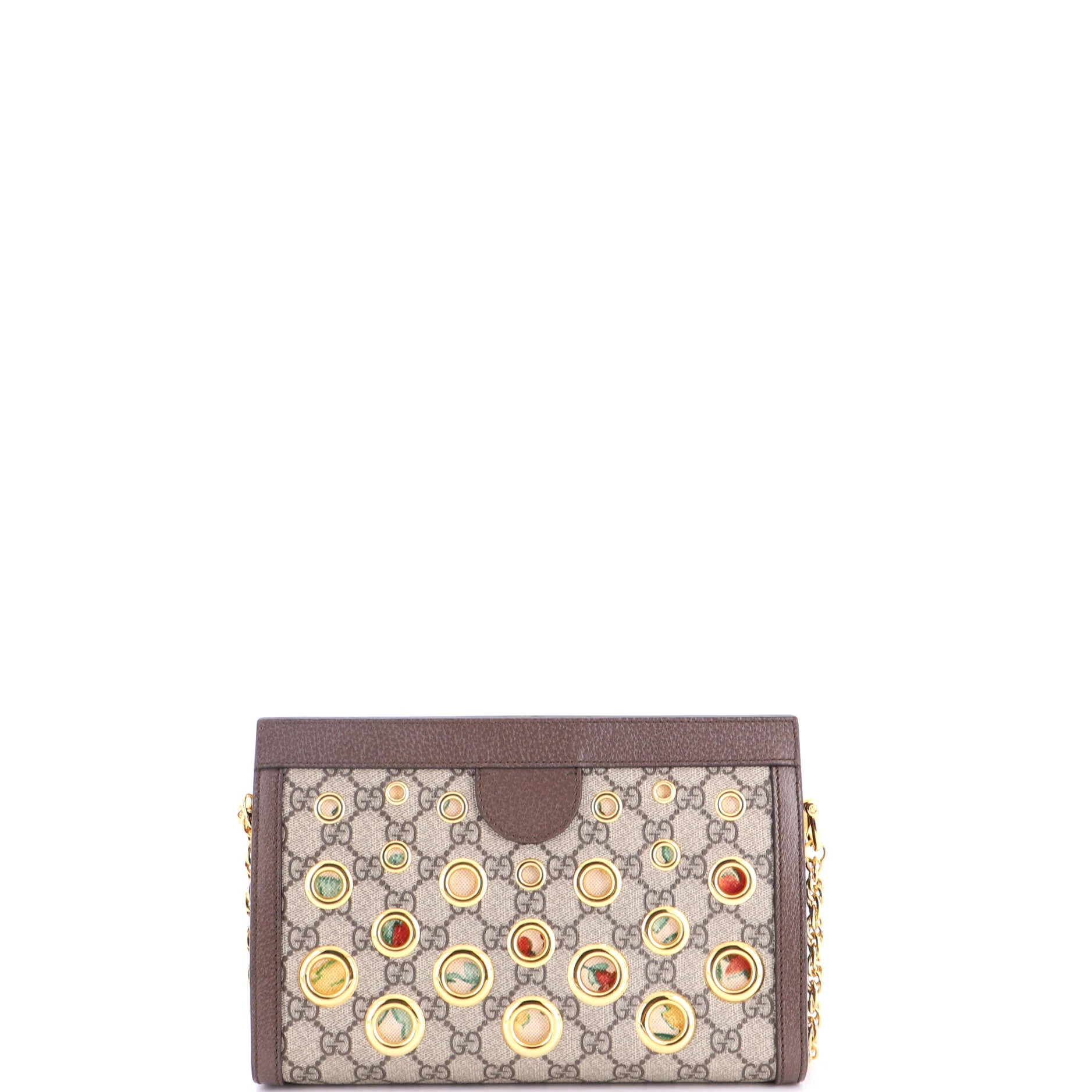 Ophidia Chain Shoulder Bag Grommet GG Coated Canvas Small - Image 3