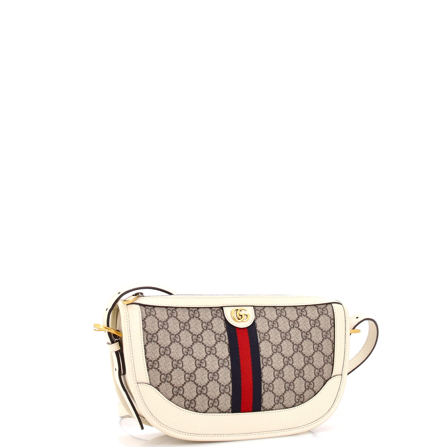 Ophidia Curved Zip Shoulder Bag GG Coated Canvas with Leather Large - Image 2