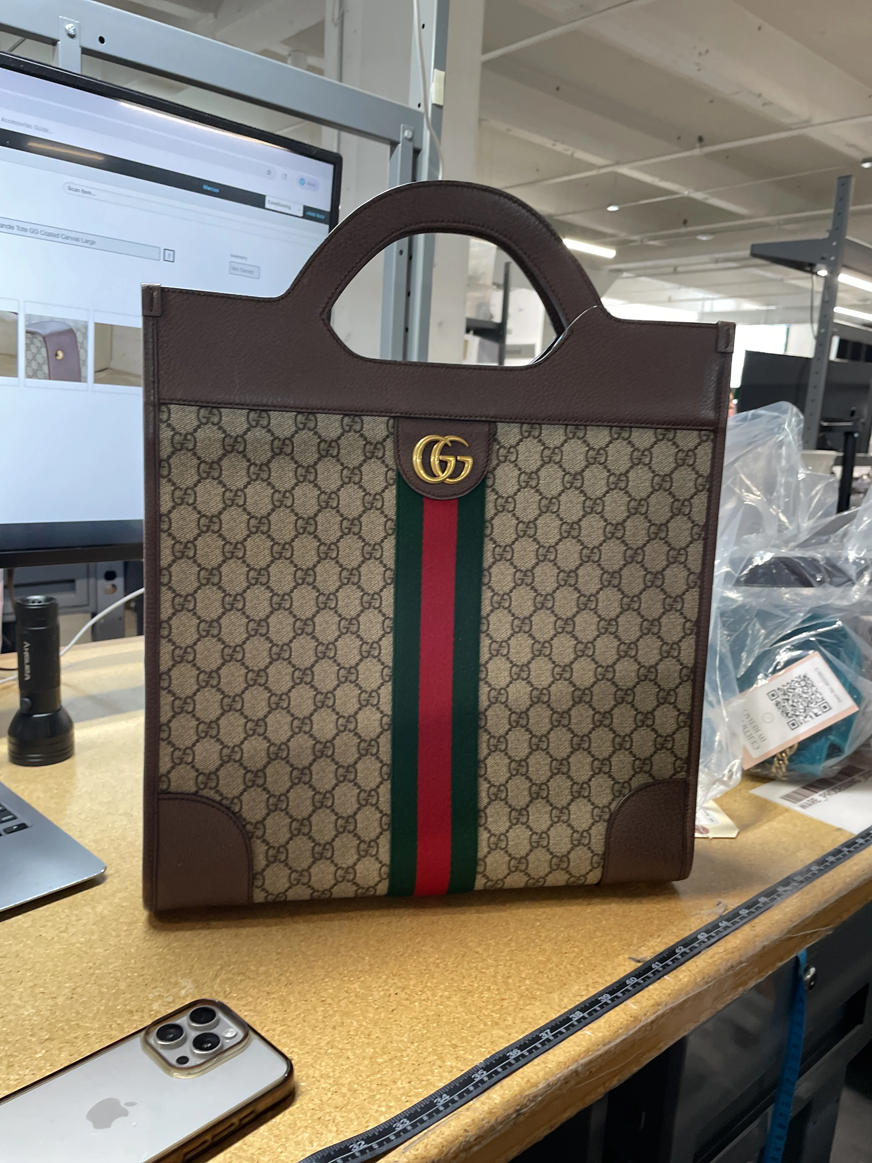 Ophidia Cut Out Handle Tote GG Coated Canvas Medium - Image 7
