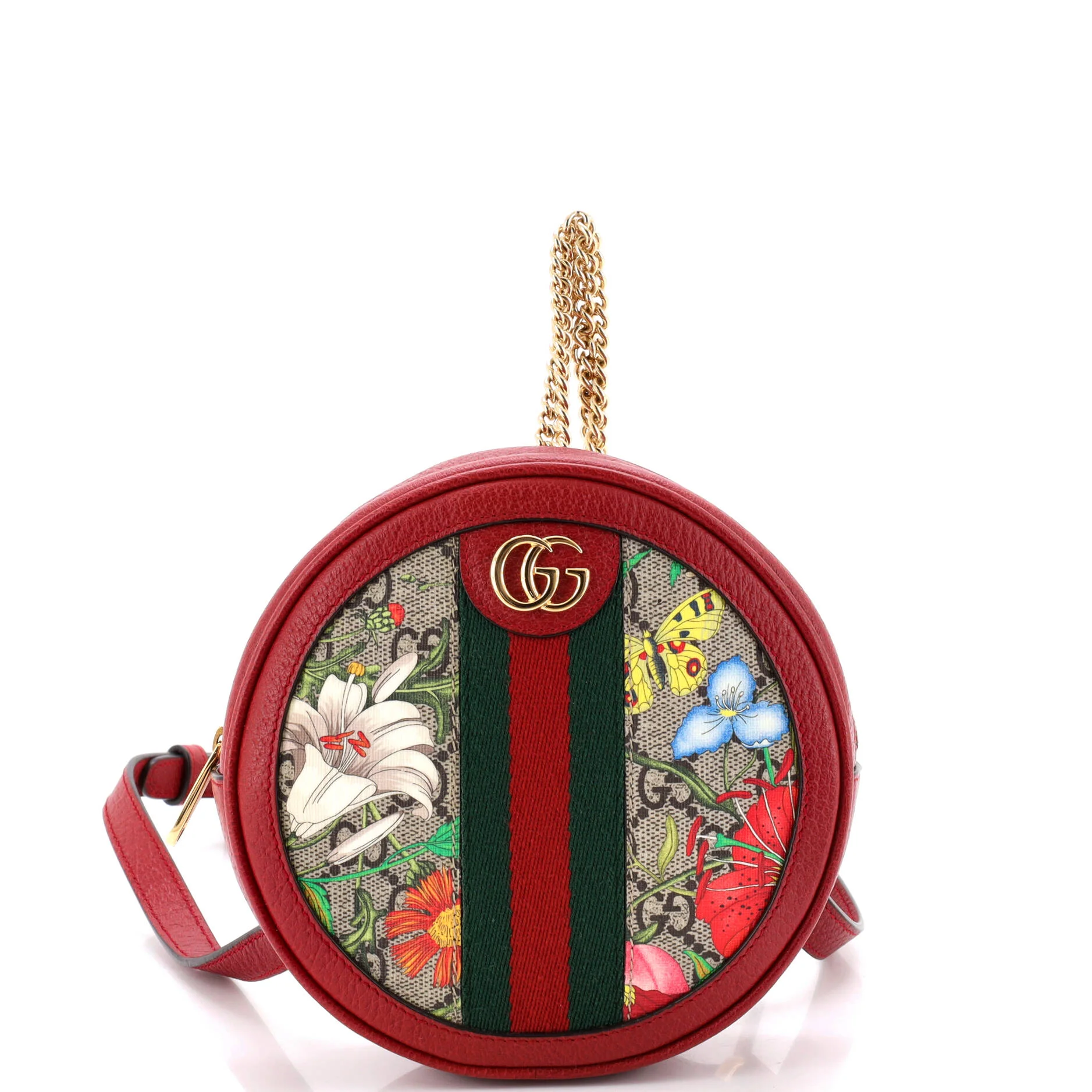 Ophidia Round Backpack Flora GG Coated Canvas Mini