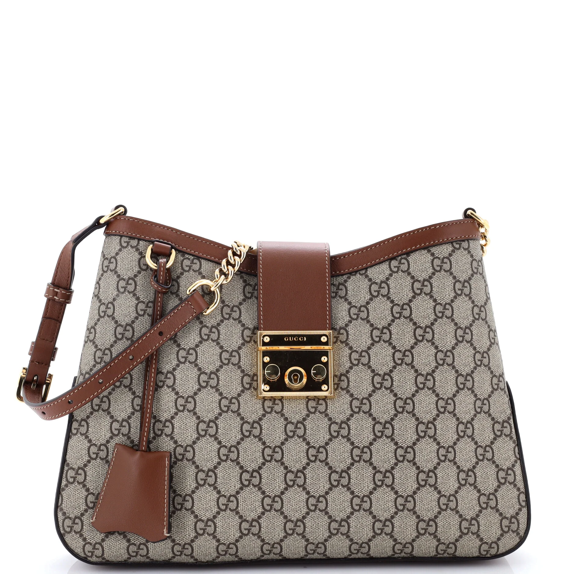 Padlock Chain Shoulder Bag GG Coated Canvas with Leather Medium