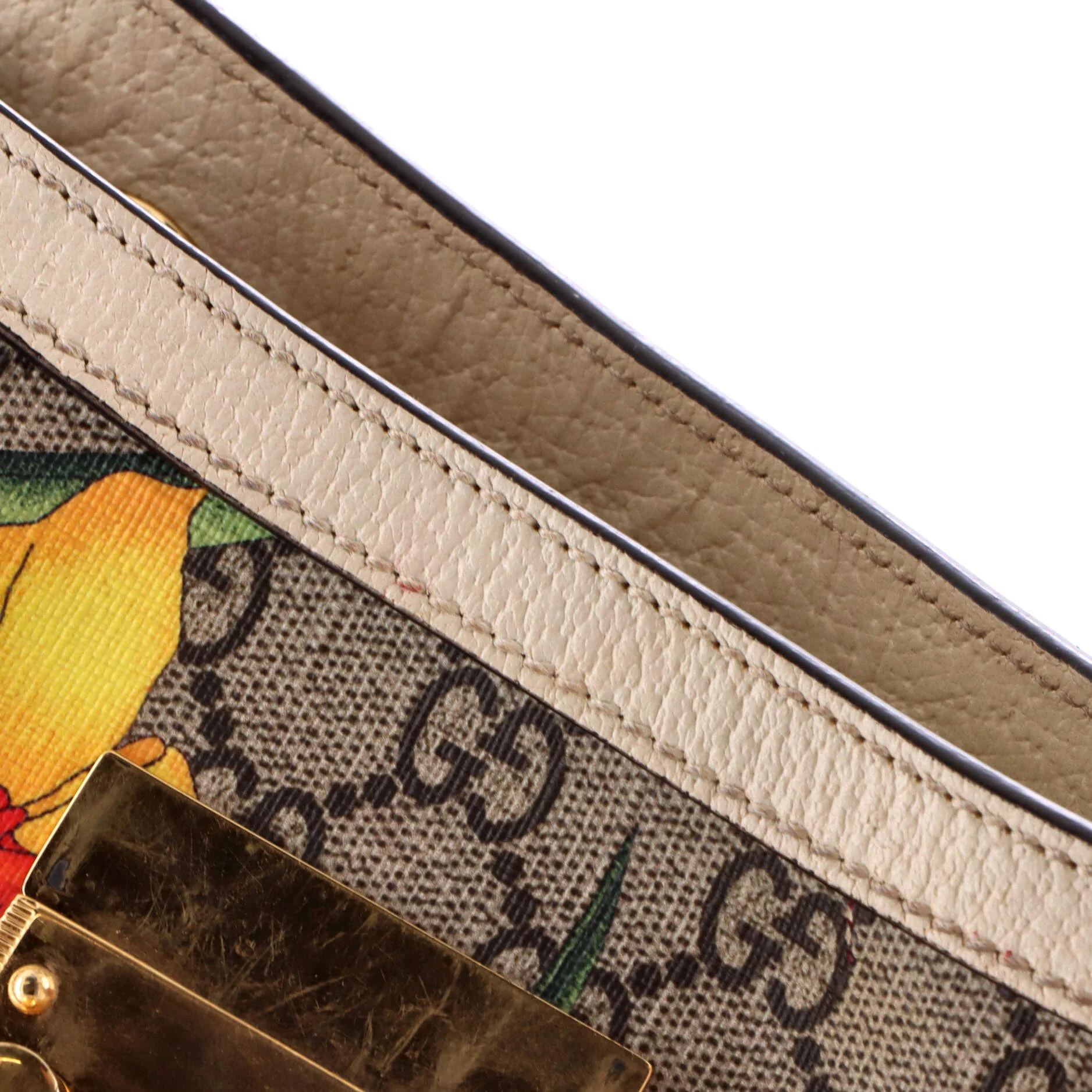 Padlock Chain Tote Flora GG Coated Canvas Small - Image 7