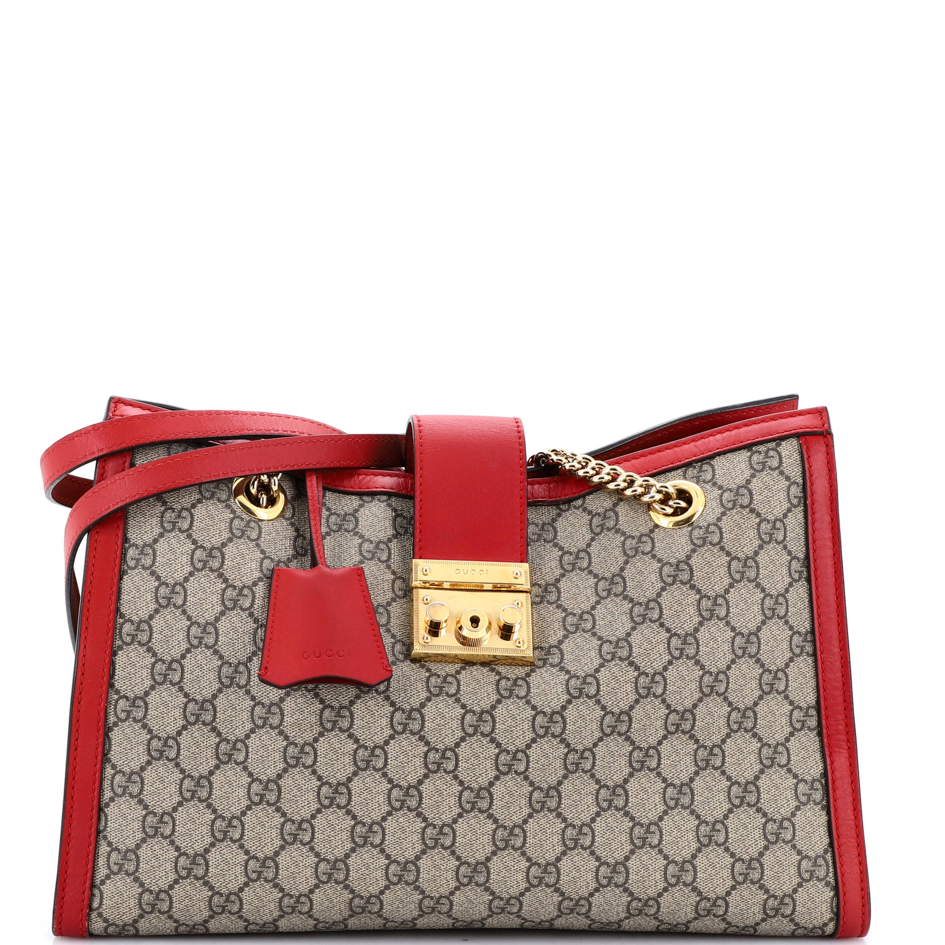 Padlock Chain Tote GG Coated Canvas with Leather Medium