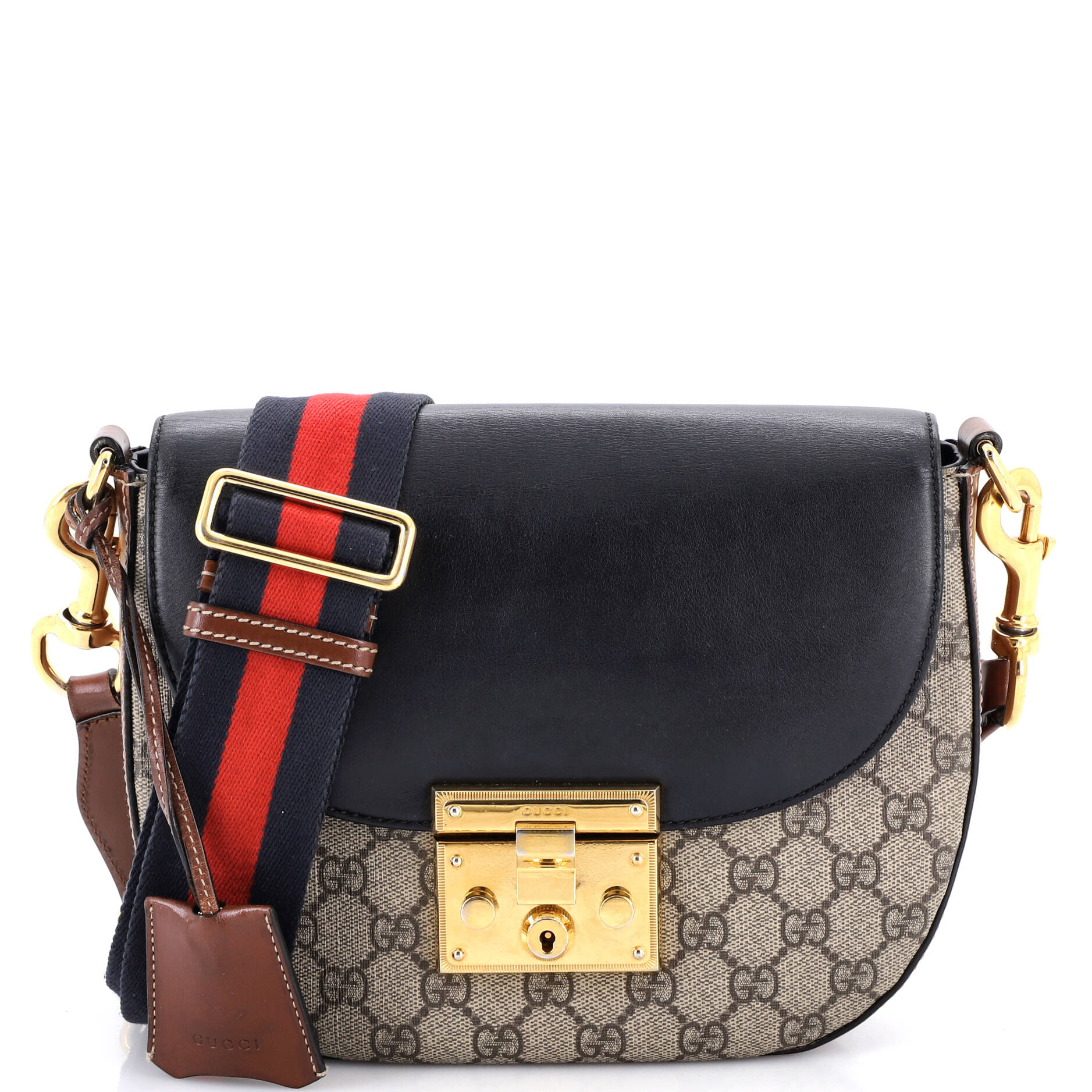 Padlock Saddle Shoulder Bag GG Coated Canvas and Leather Medium