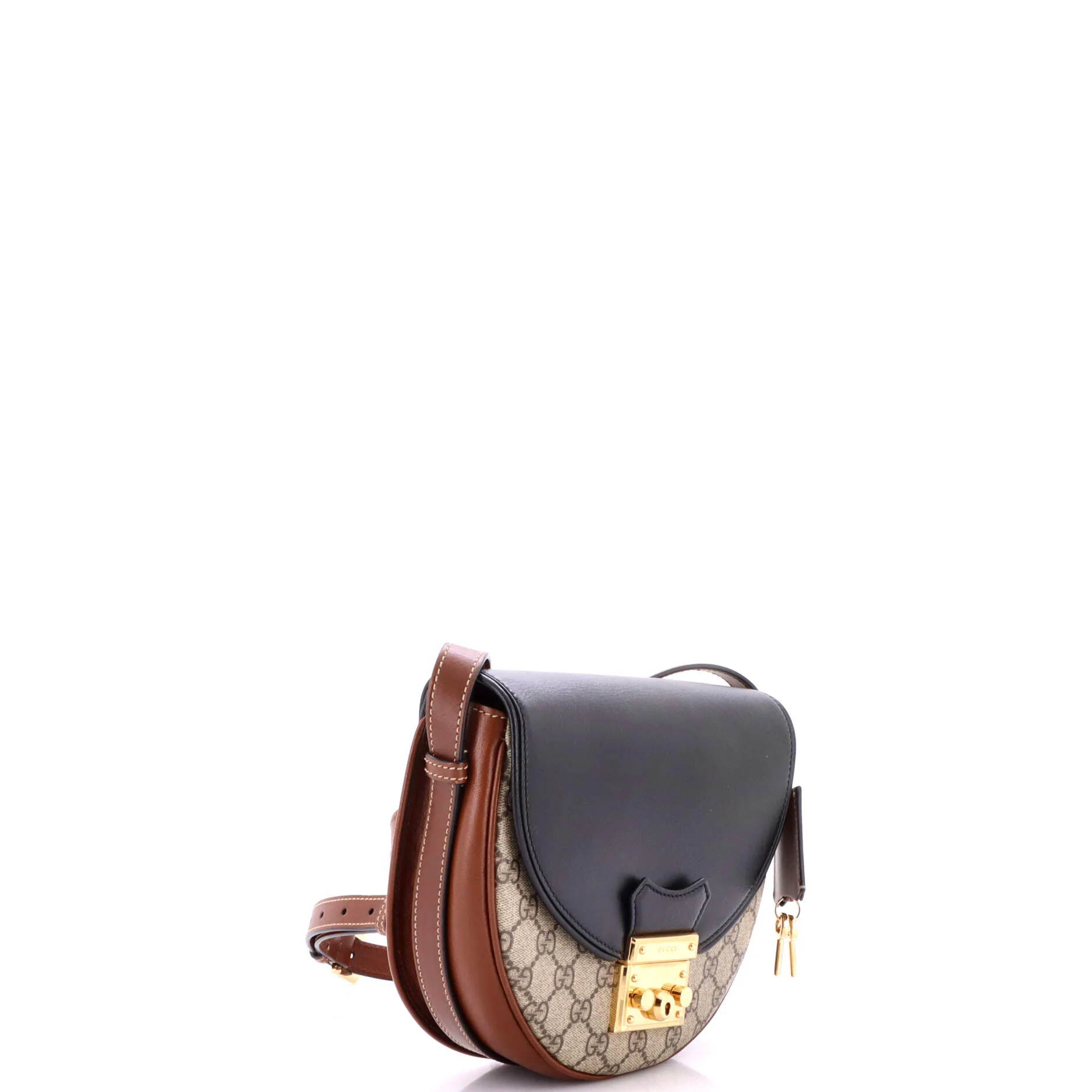 Padlock Saddle Shoulder Bag GG Coated Canvas and Leather Small - Image 2