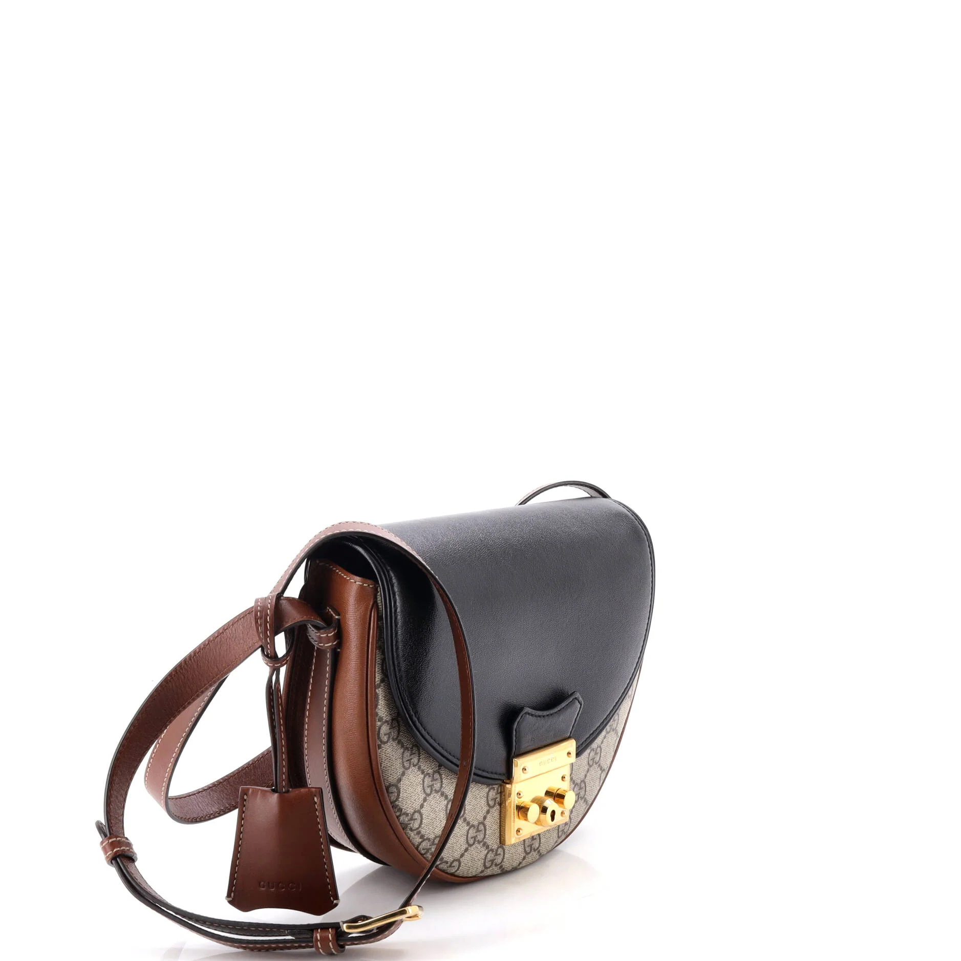 Padlock Saddle Shoulder Bag GG Coated Canvas and Leather Small - Image 2