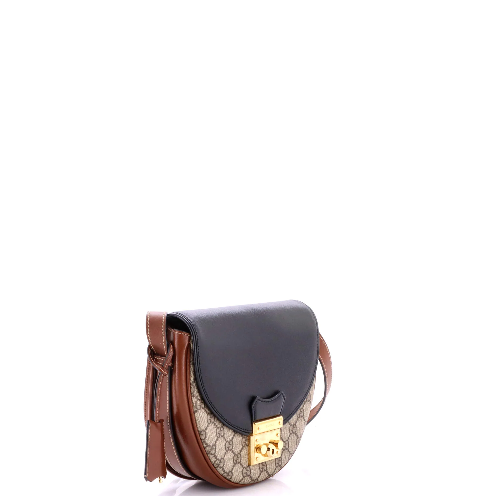 Padlock Saddle Shoulder Bag GG Coated Canvas and Leather Small - Image 2
