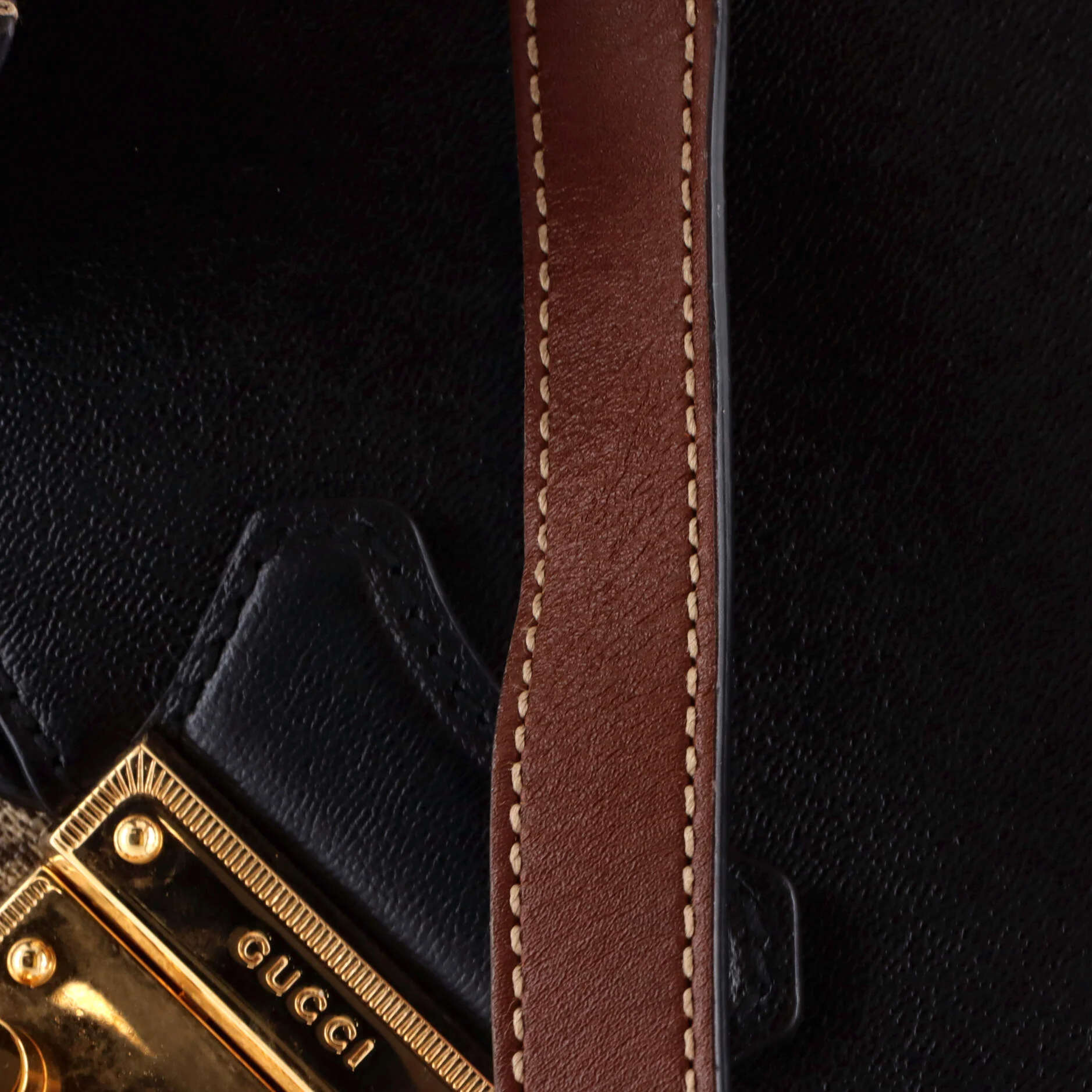 Padlock Saddle Shoulder Bag GG Coated Canvas and Leather Small - Image 7
