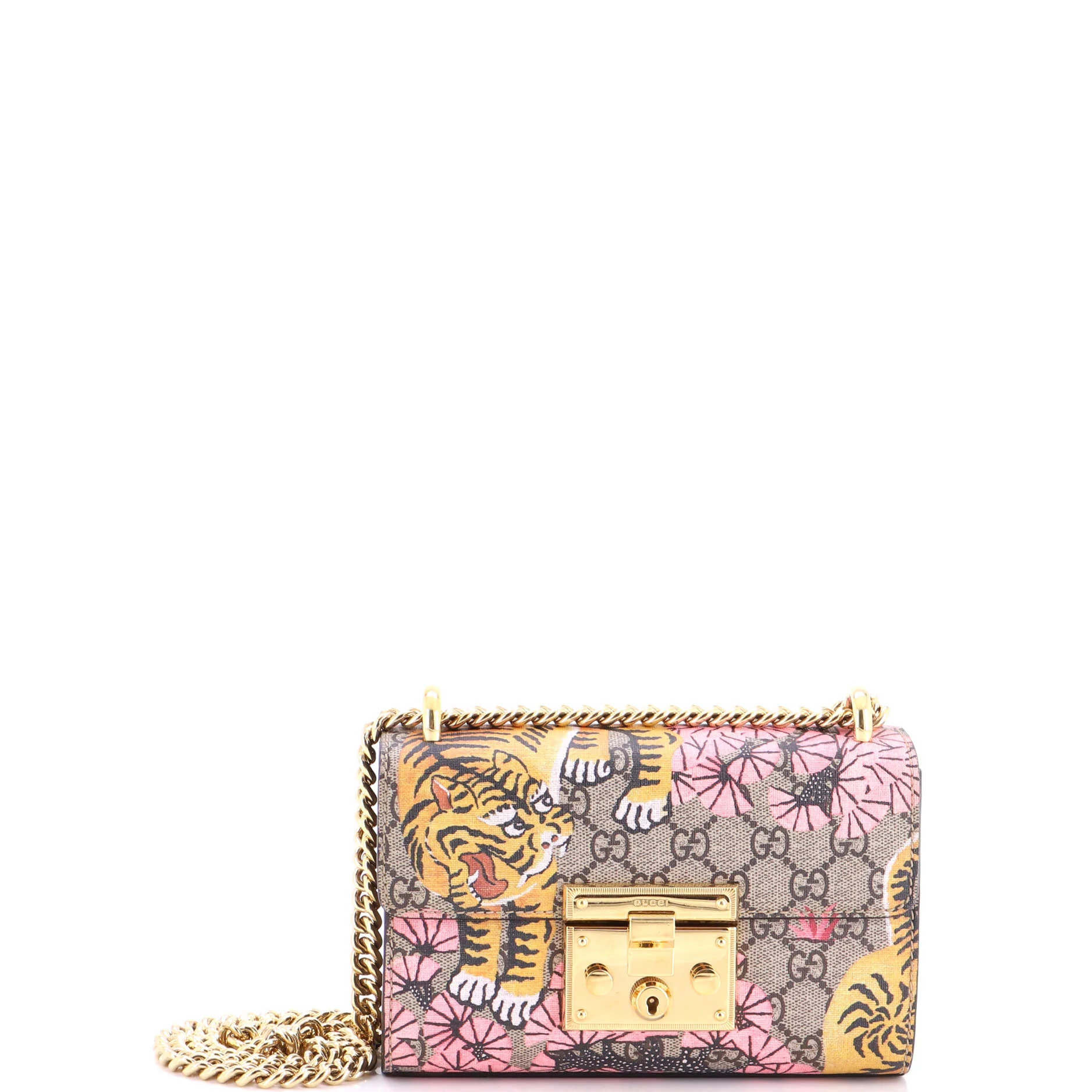 Padlock Shoulder Bag Bengal Print GG Coated Canvas Small