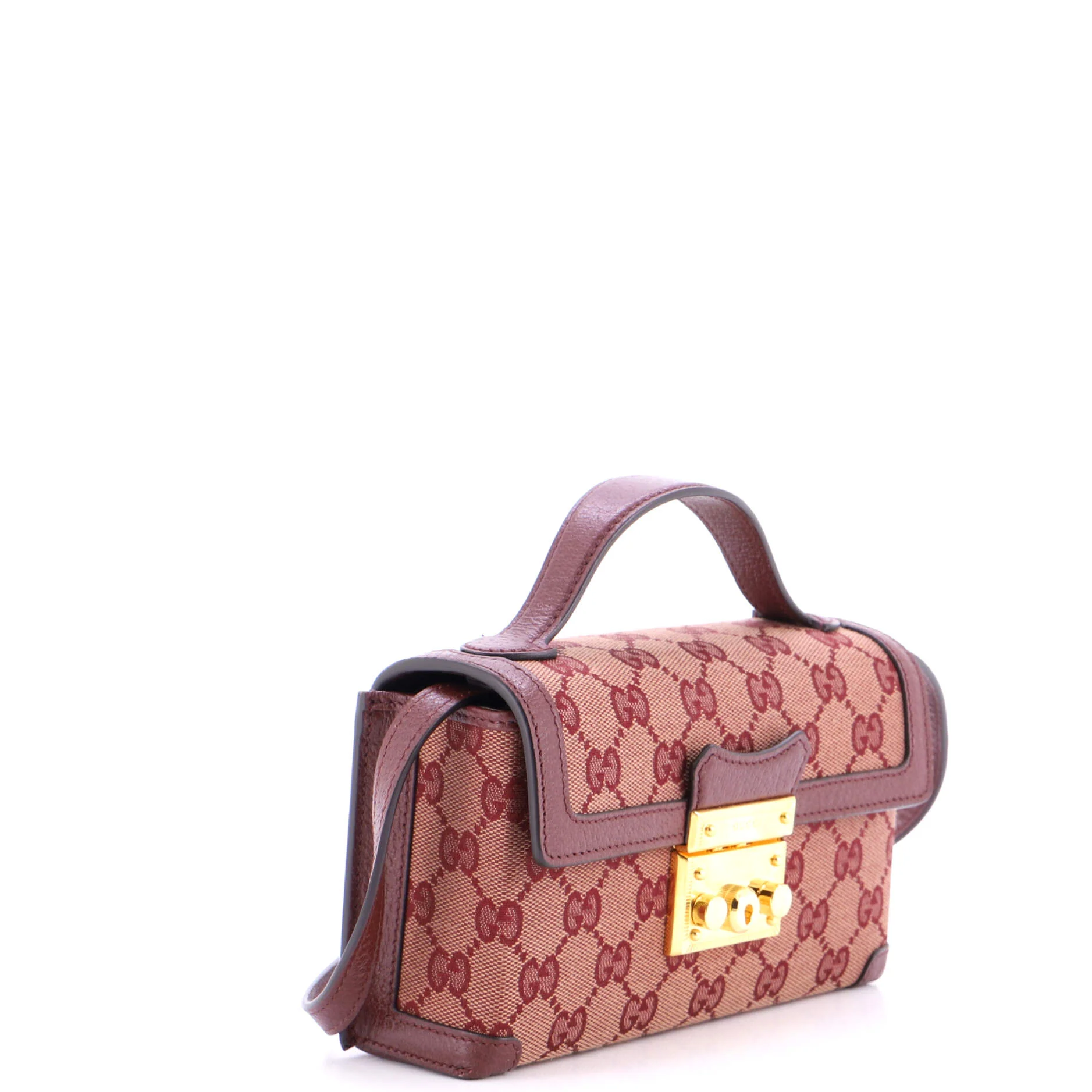 Padlock Top Handle Bag GG Canvas with Leather Mini - Image 2
