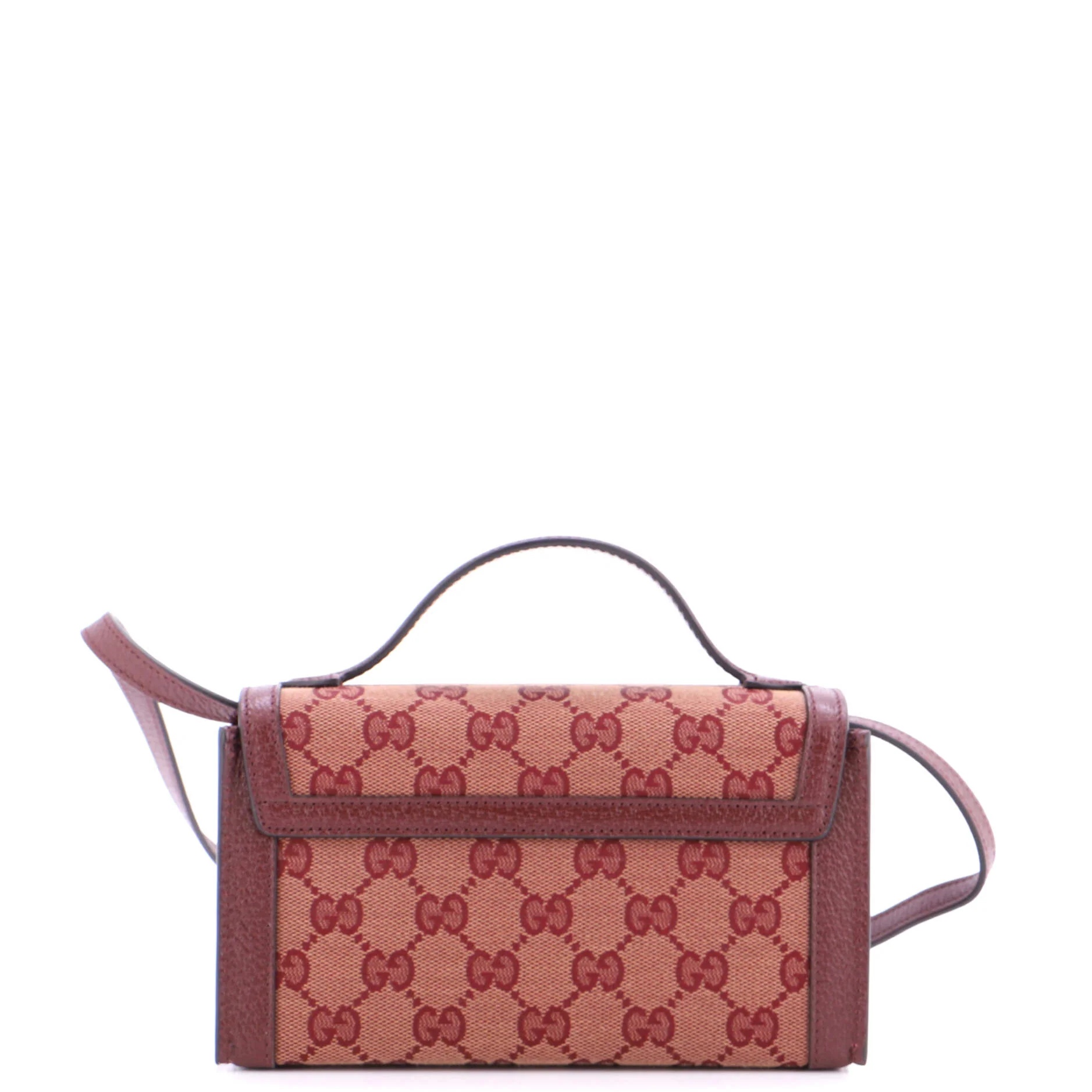 Padlock Top Handle Bag GG Canvas with Leather Mini - Image 3