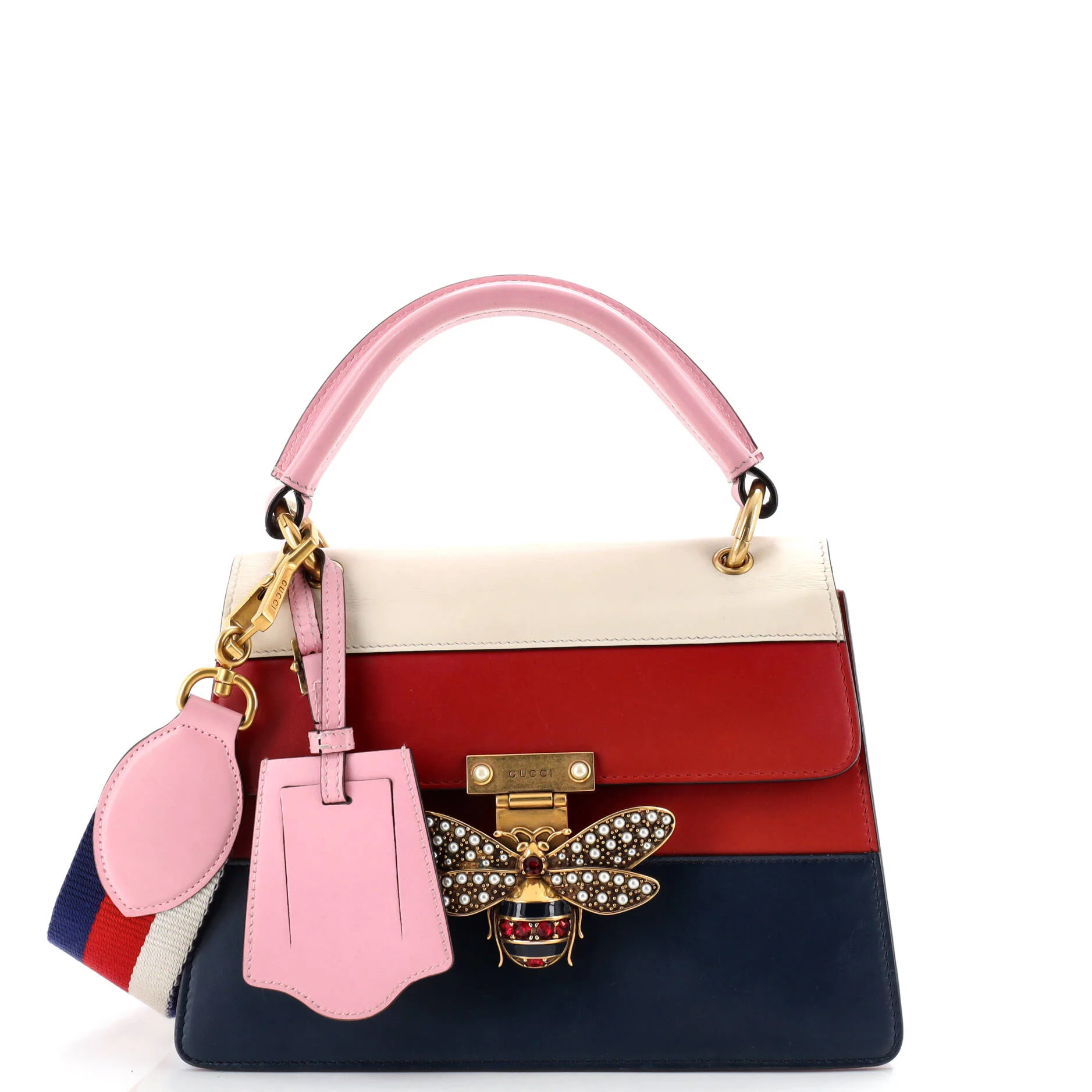 Queen Margaret Top Handle Bag Colorblock Leather Small