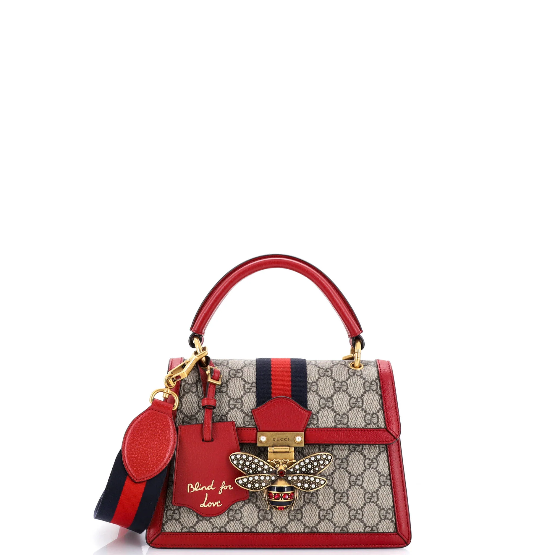 Queen Margaret Top Handle Bag GG Coated Canvas with Leather Small