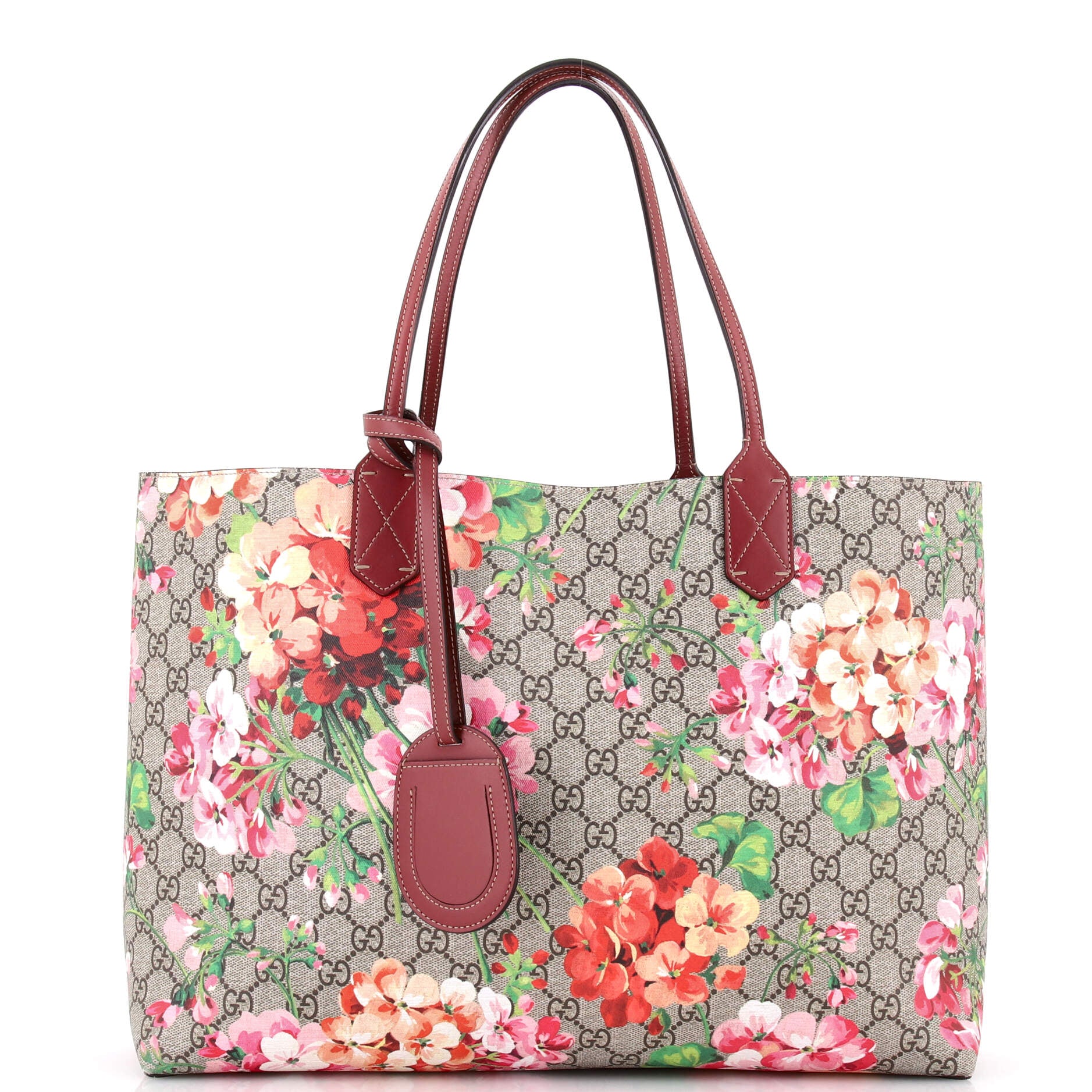 Reversible Tote Blooms GG Print Leather Medium