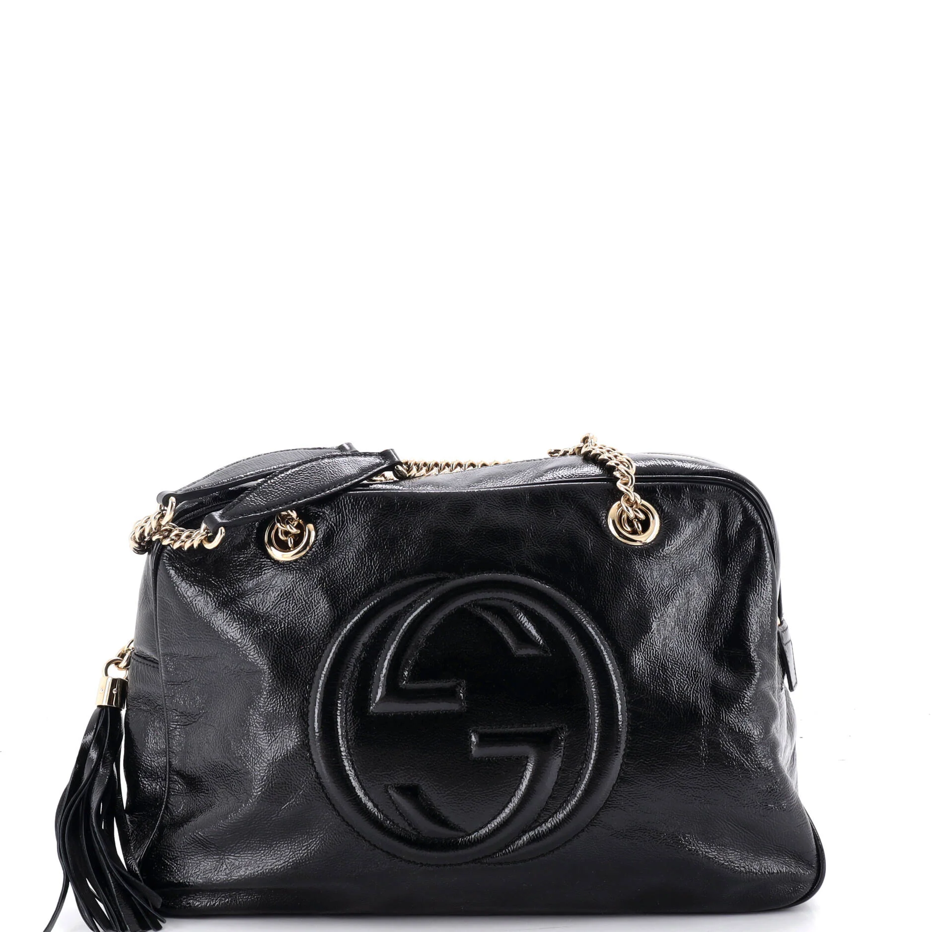 Soho Chain Zip Shoulder Bag Patent Medium
