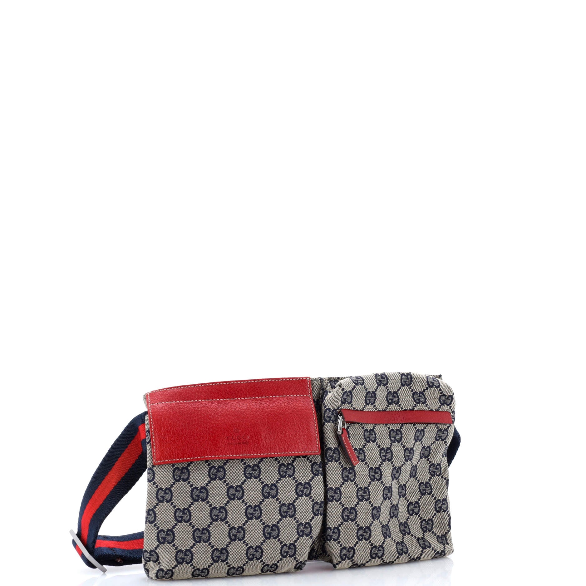 Vintage Double Belt Bag GG Canvas with Leather - Image 2