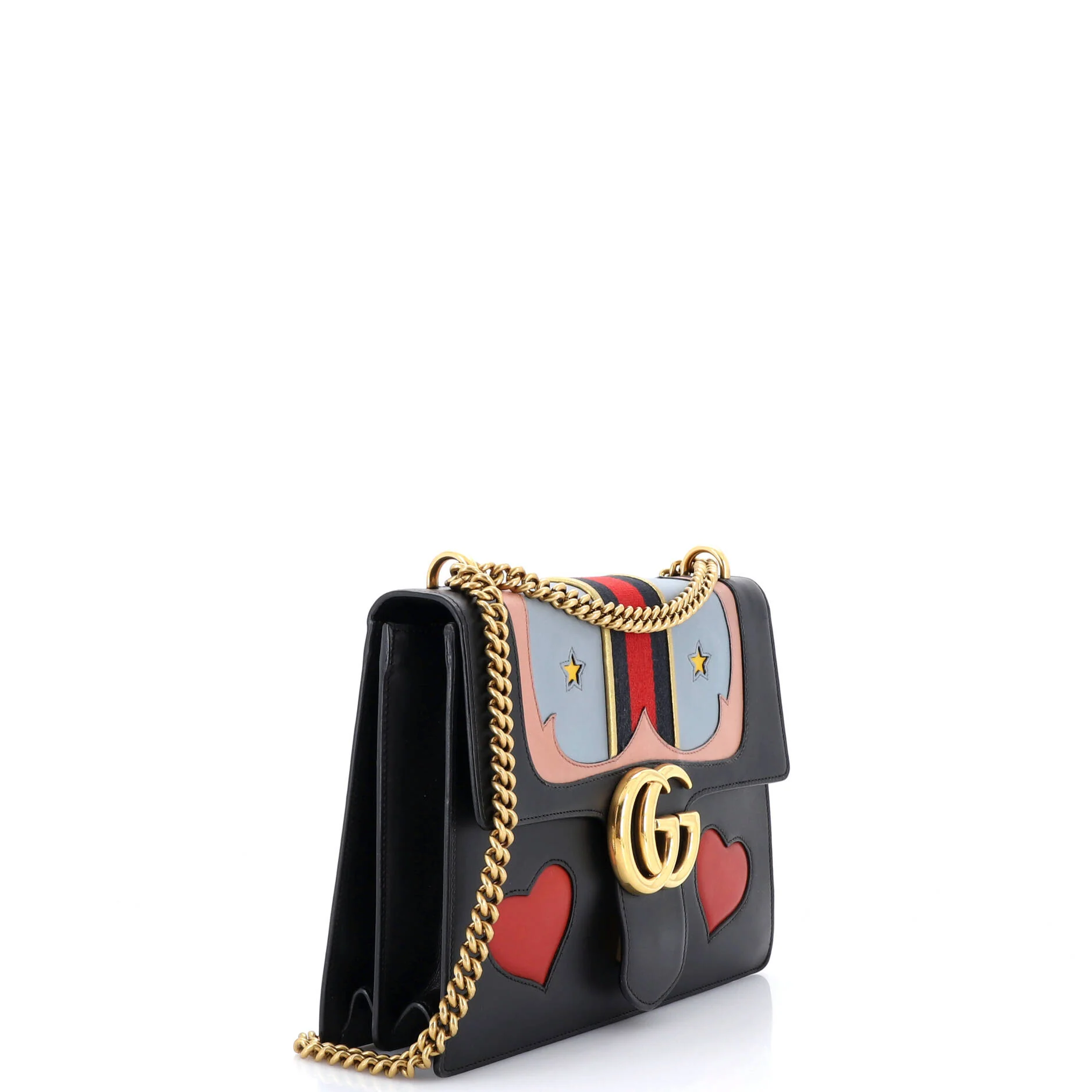 Web Heart GG Marmont Chain Shoulder Bag Leather Medium - Image 2