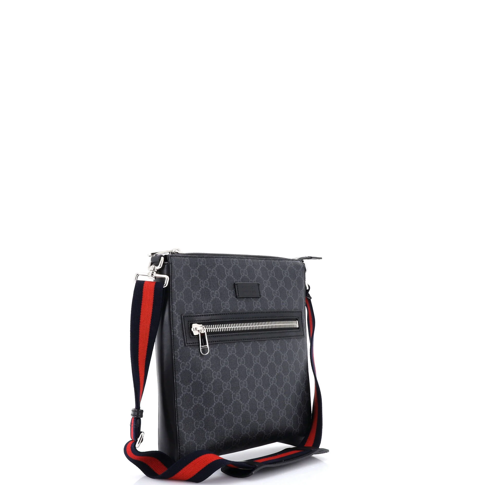 Web Strap Front Zip Messenger Bag GG Coated Canvas Medium - Image 2