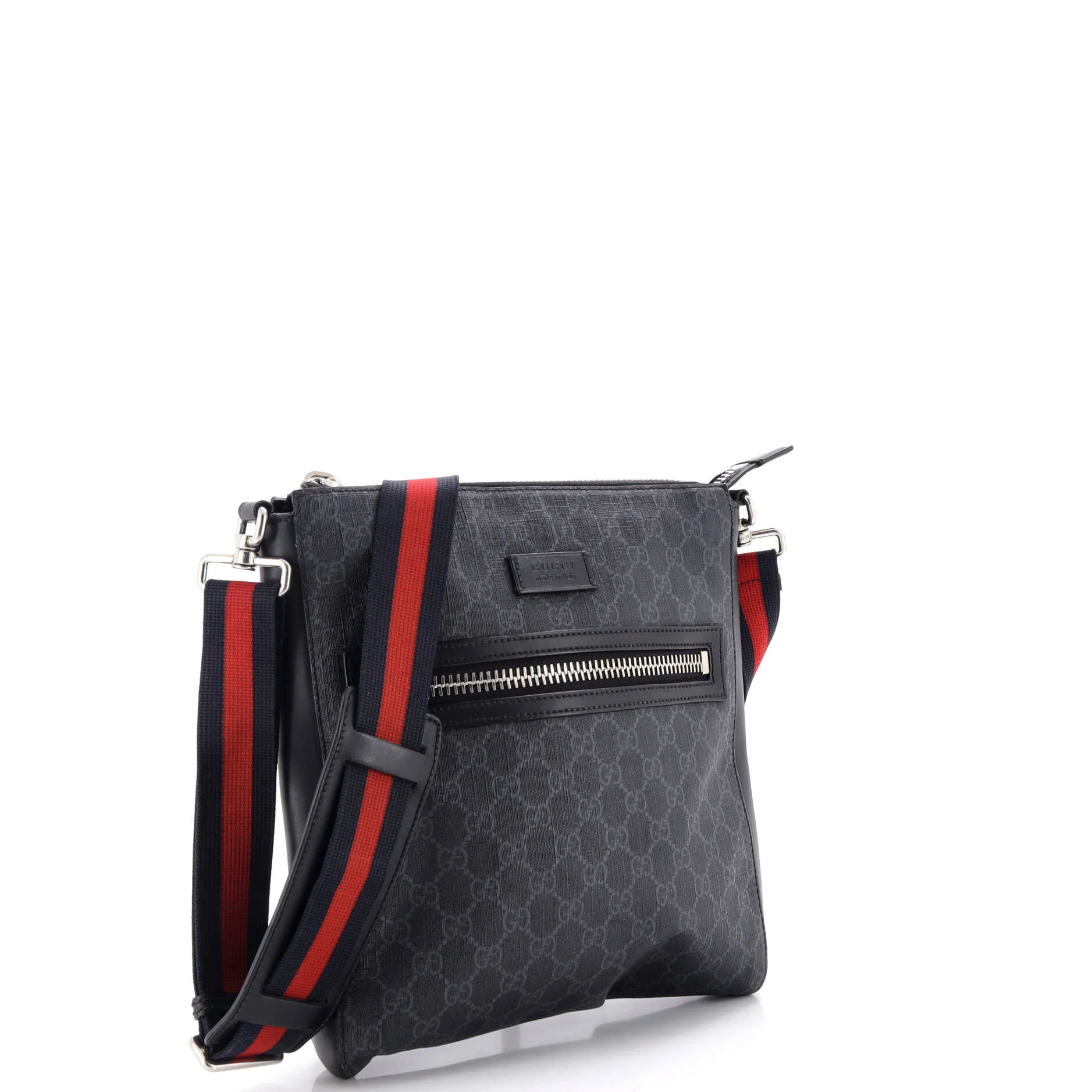 Web Strap Front Zip Messenger Bag GG Coated Canvas Medium - Image 2