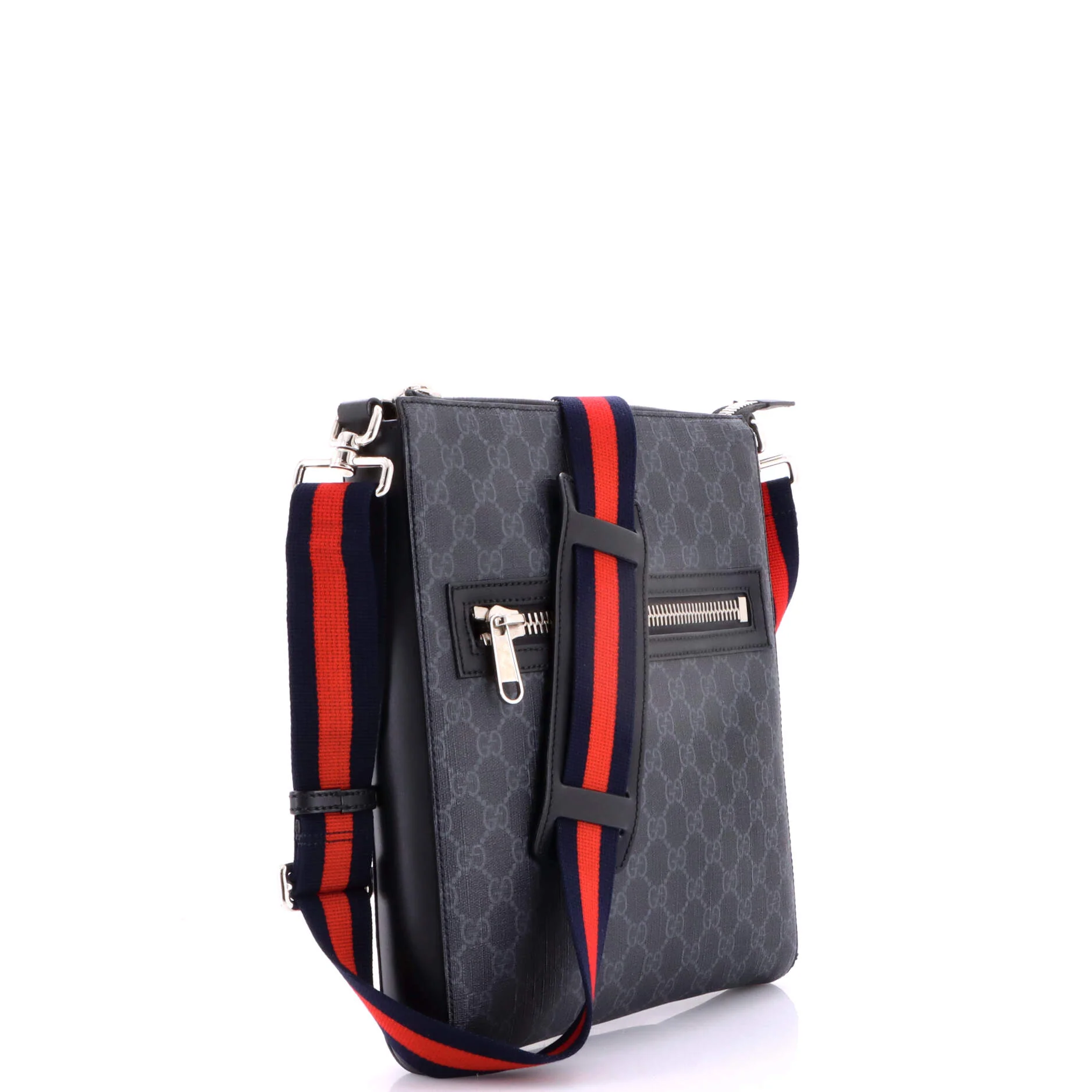 Web Strap Front Zip Messenger Bag GG Coated Canvas Medium - Image 2