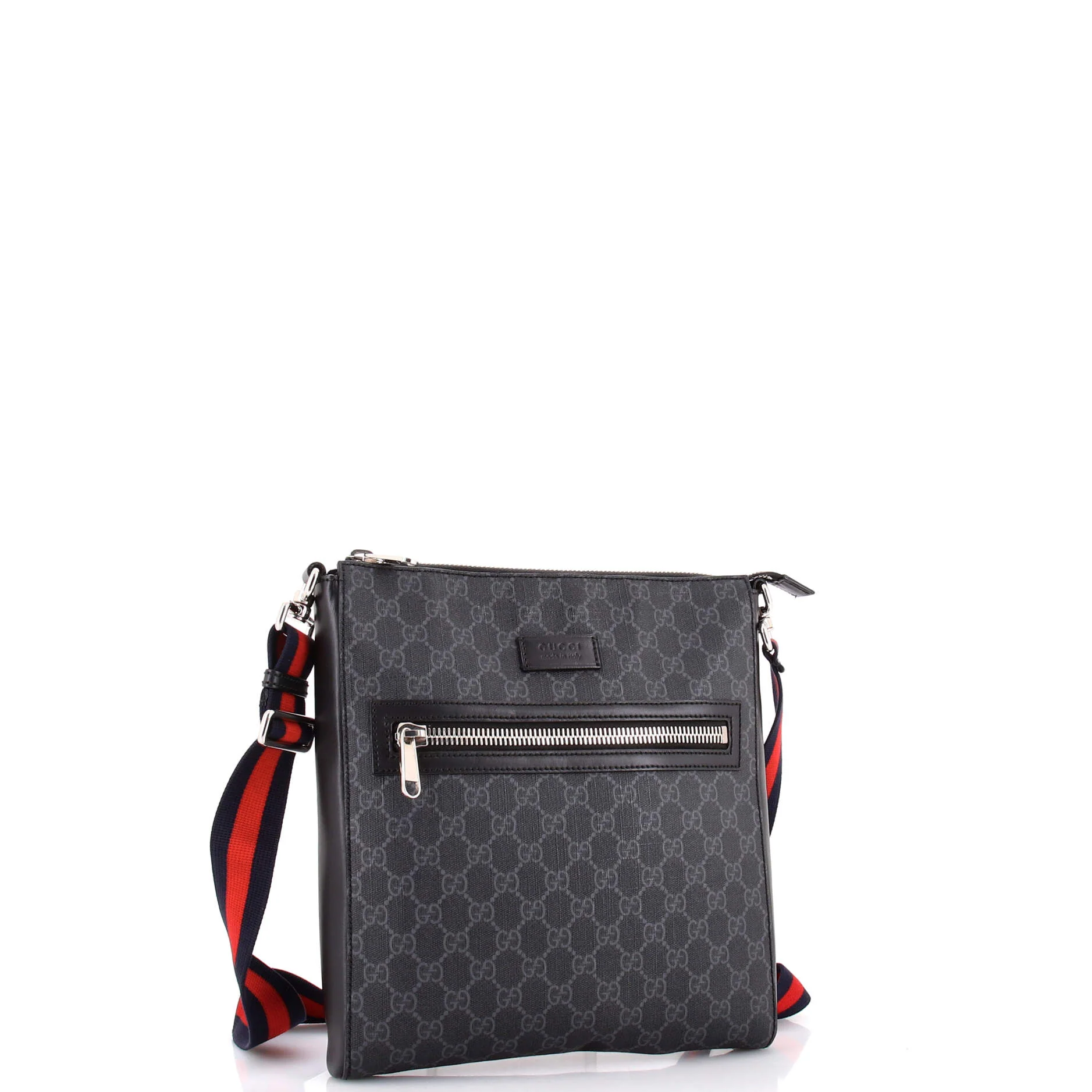 Web Strap Front Zip Messenger Bag GG Coated Canvas Medium - Image 2