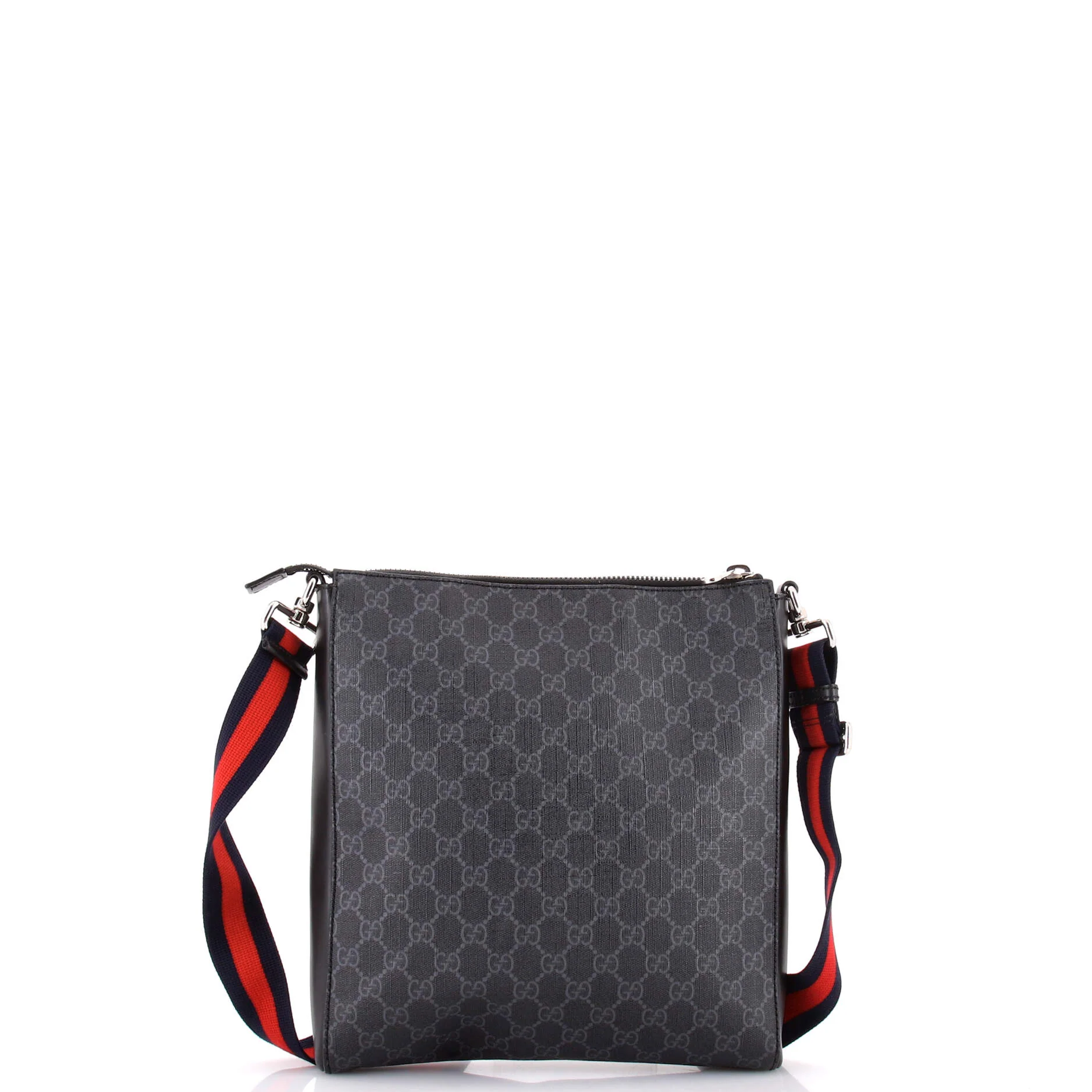 Web Strap Front Zip Messenger Bag GG Coated Canvas Medium - Image 3